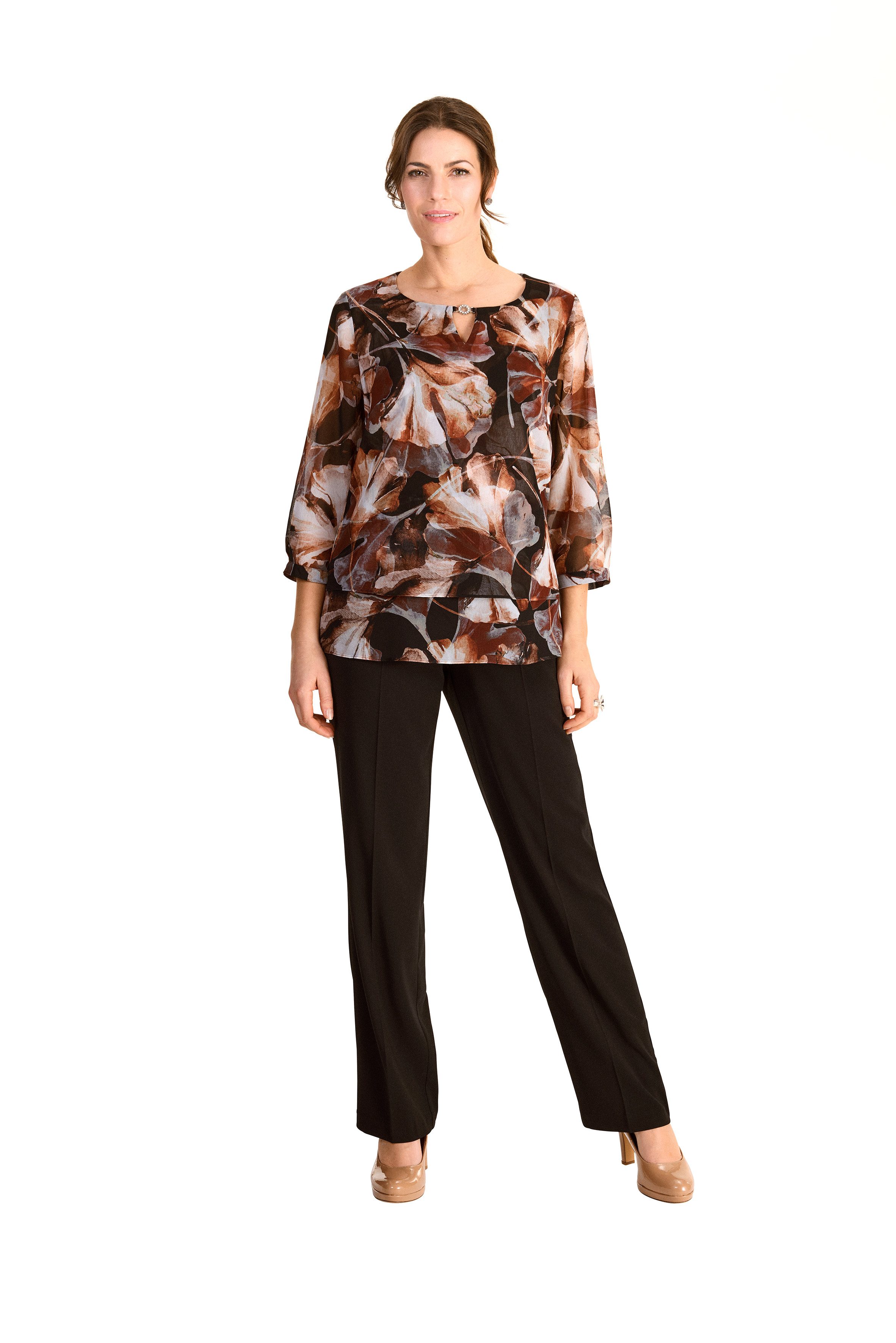 HERMANN LANGE Collection Gedessineerde blouse in lagenlook en met bloemenpatroon