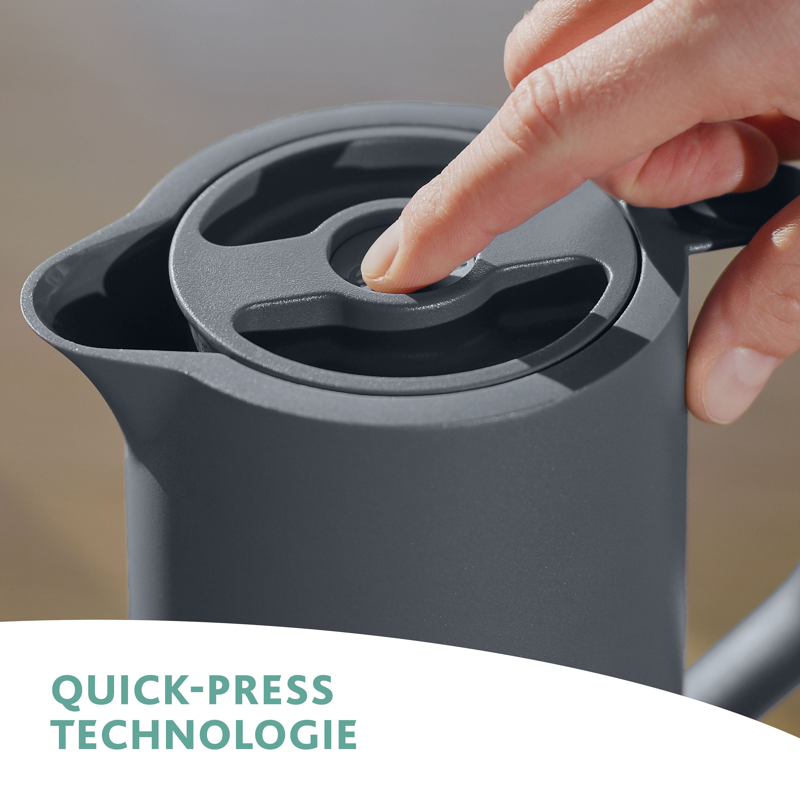 Emsa Thermoskan Motiva Quick-Press deksel, eenhandbediening, 12u warm/24u koud, glazen fles (1 stuk)