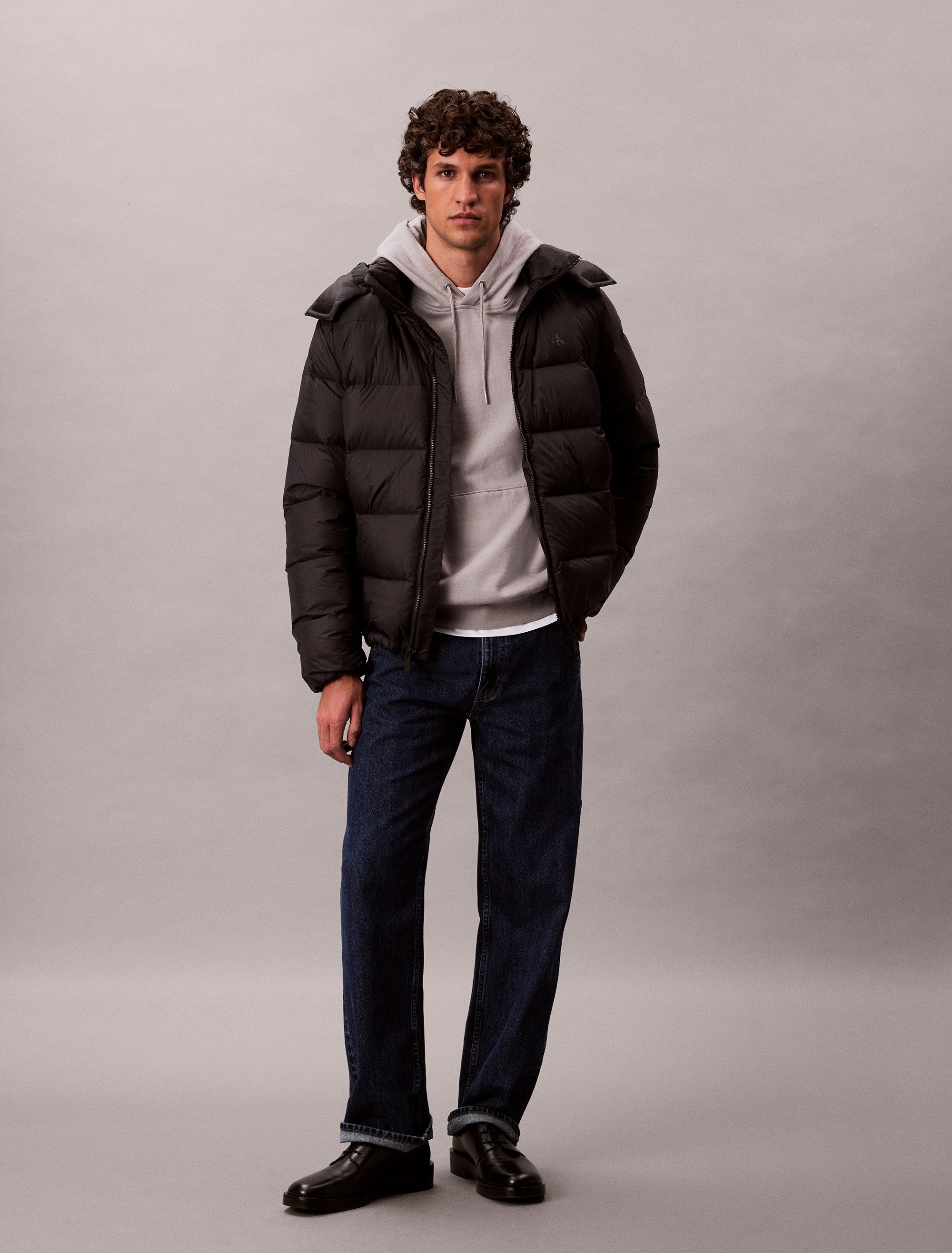 Calvin Klein Gewatteerde jas LS NYLN ZP OFF HD DW