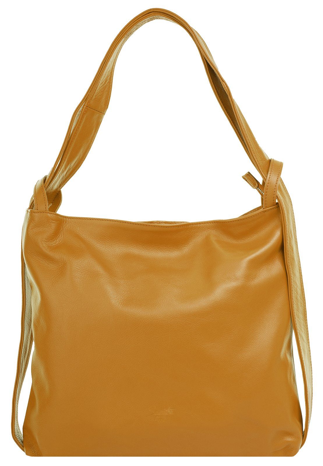Samantha Look Rugzak echt leer, made in italy dames rugzakken geel