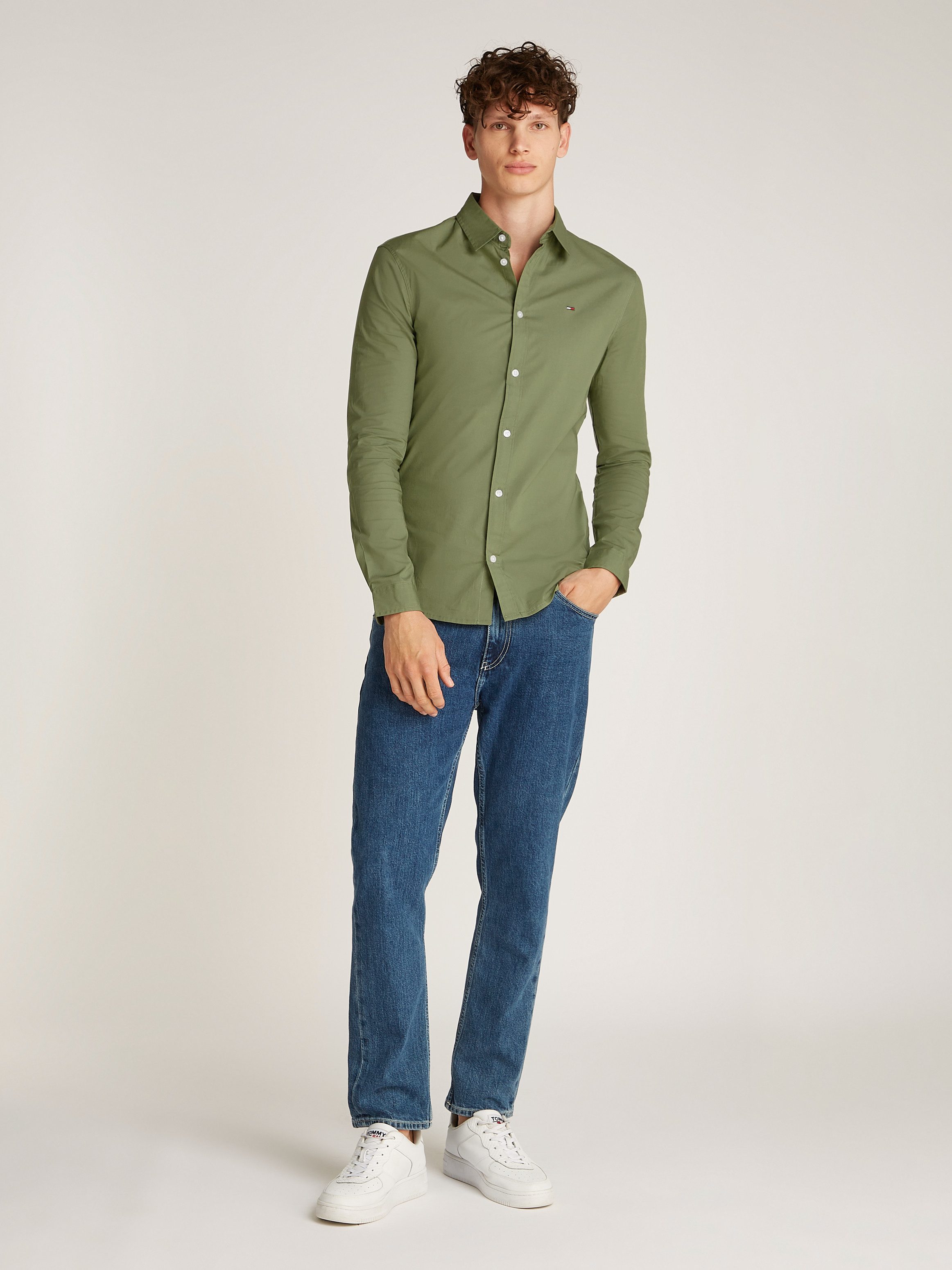 TOMMY JEANS Overhemd met lange mouwen Sabim Stretch Hemd Shirt Stretch shirt, premium, slim fit, met elastaan