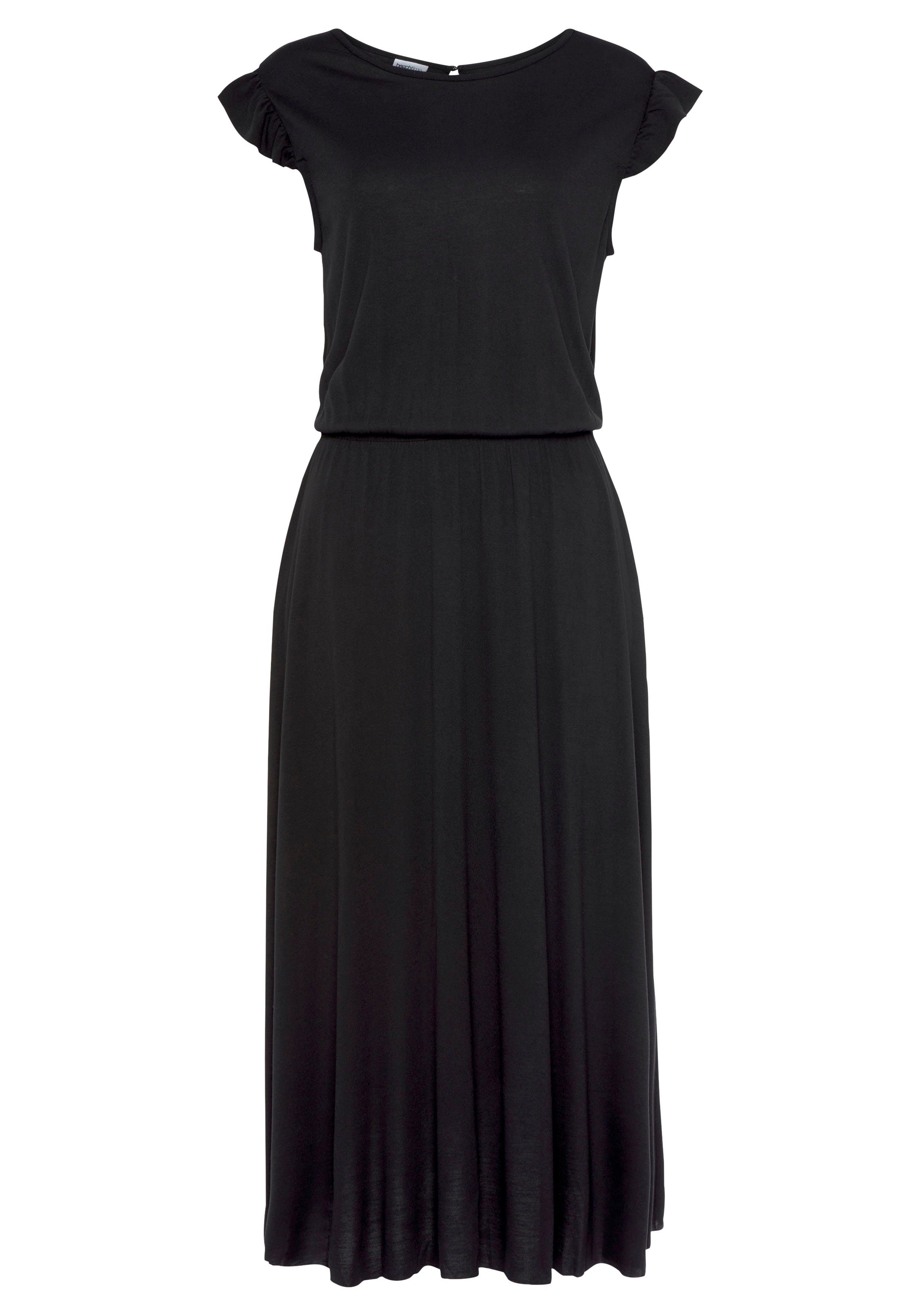 Beachtime Midi-jurk van viscose-jersey, zomerjurk met korte mouwen, strandjurk, basis