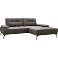 exxpo - sofa fashion hoekbank inclusief zitdiepteverstelling, verstelbare armleuning, metalen poten grijs