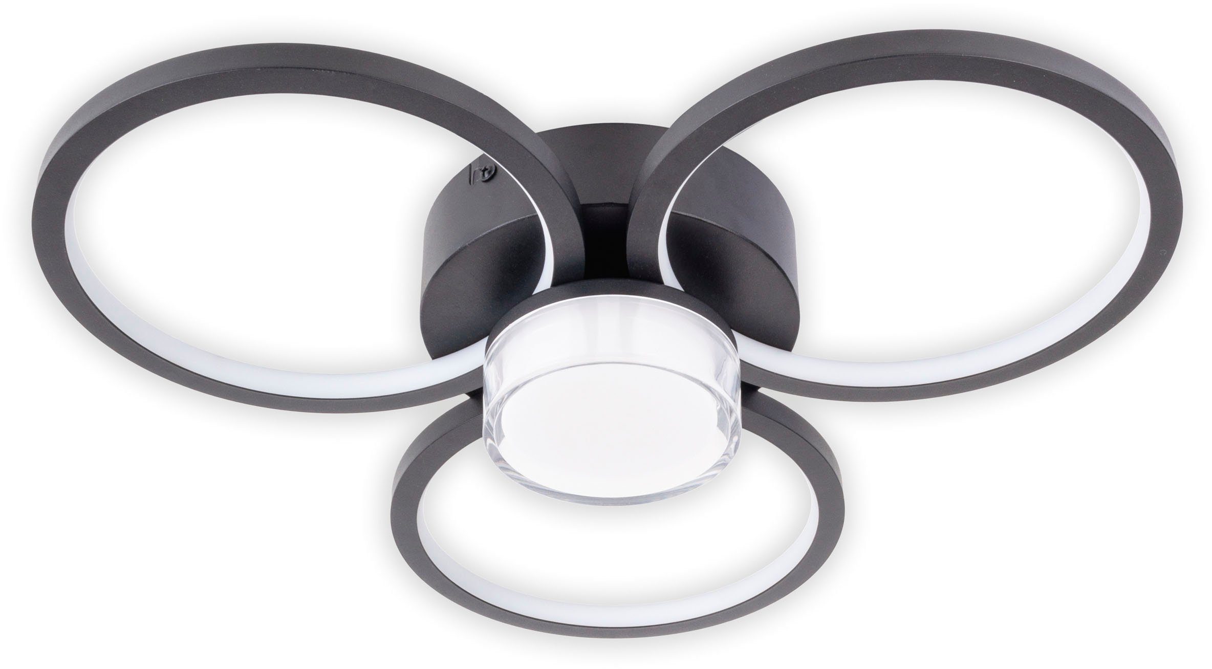 näve Led-plafondlamp Cimo traploos dimbaar via wandschakelaar, lichtkleur warmwit, zwart (1 stuk)