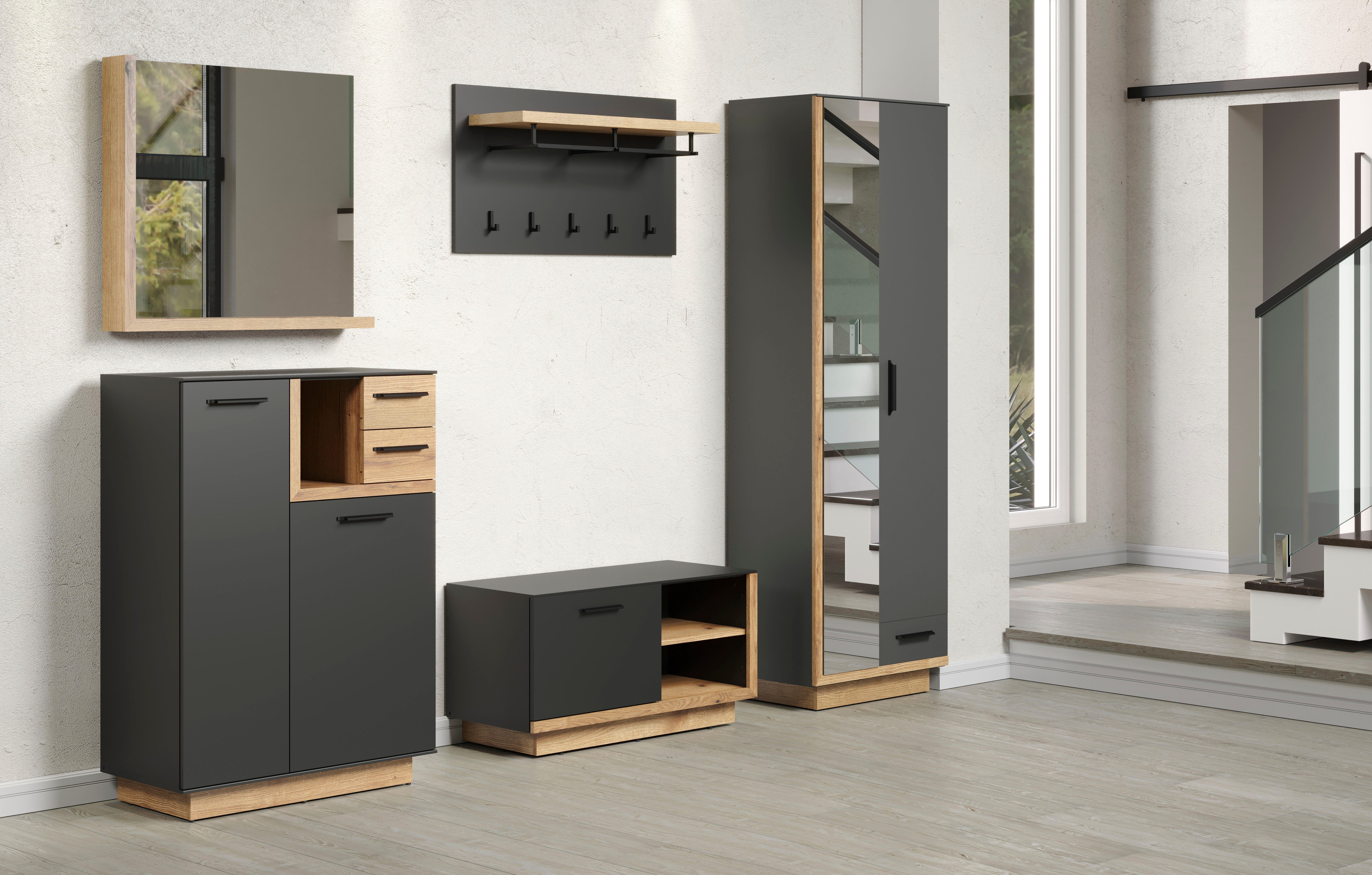 INOSIGN Halmeubelset Premont Elegante garderobemeubels op sokkels - Met 2 spiegels - Soft-Close (5-delig)