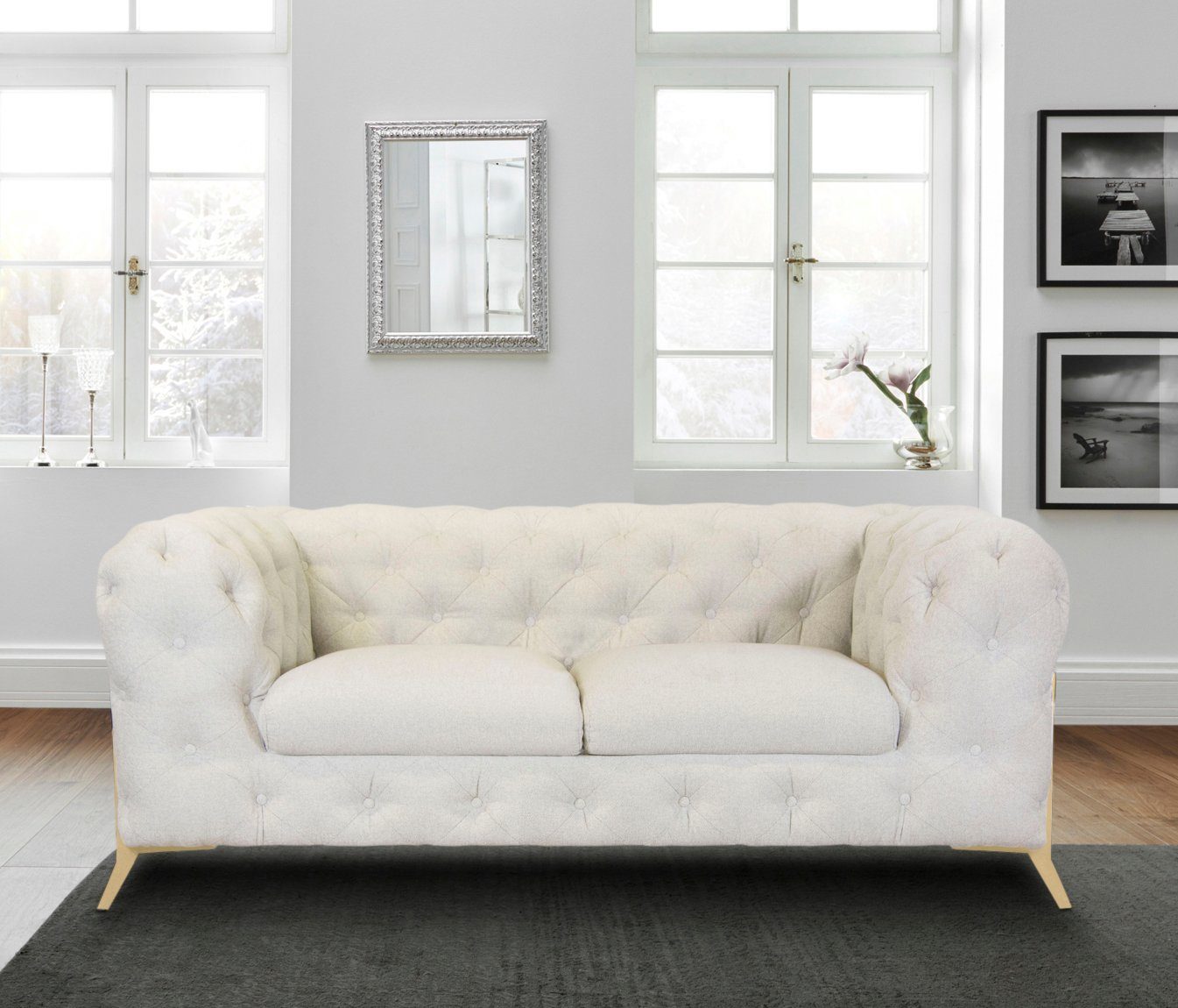 Leonique Chesterfield-bank Amaury luxueuze capitonnage, moderne chesterfield look, kleur van de poten ter keuze