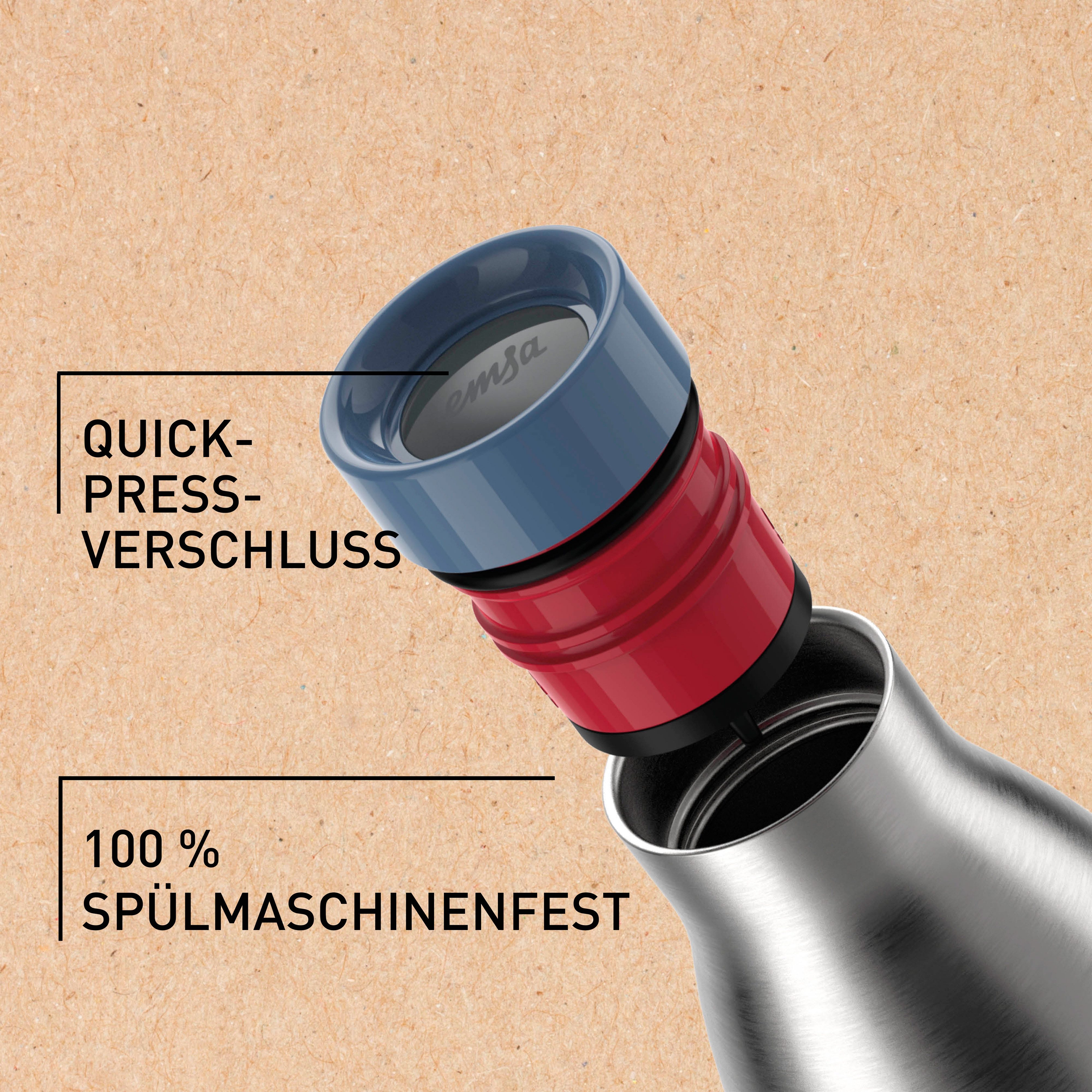 Emsa Thermosfles Bludrop Eco 0,7 liter, lekvrij, 24 uur koud, 12 uur warm, vaatwasmachinebestendig (1-delig)