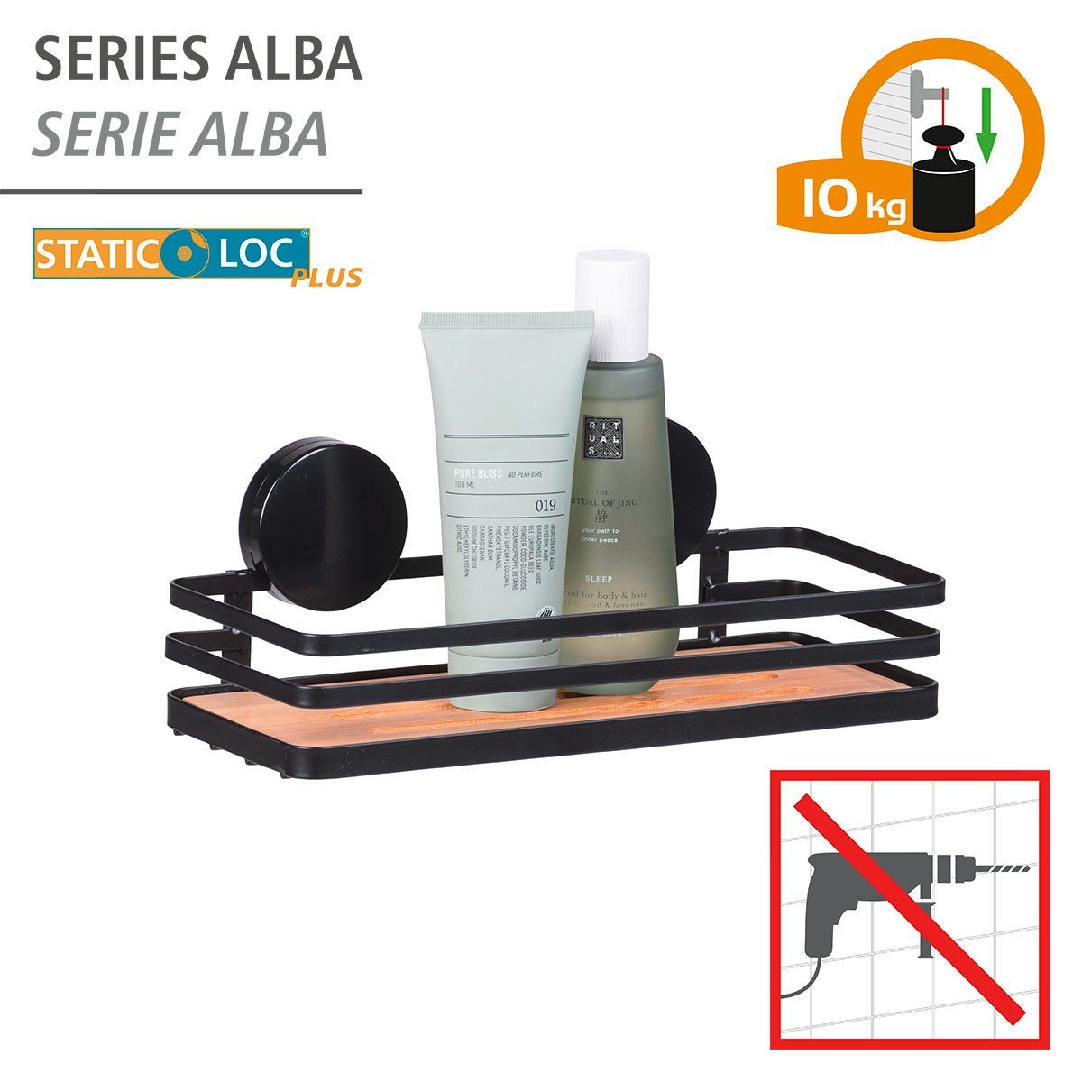 WENKO Badkamerrekje Static-Loc® Alba Bevestigen zonder boren