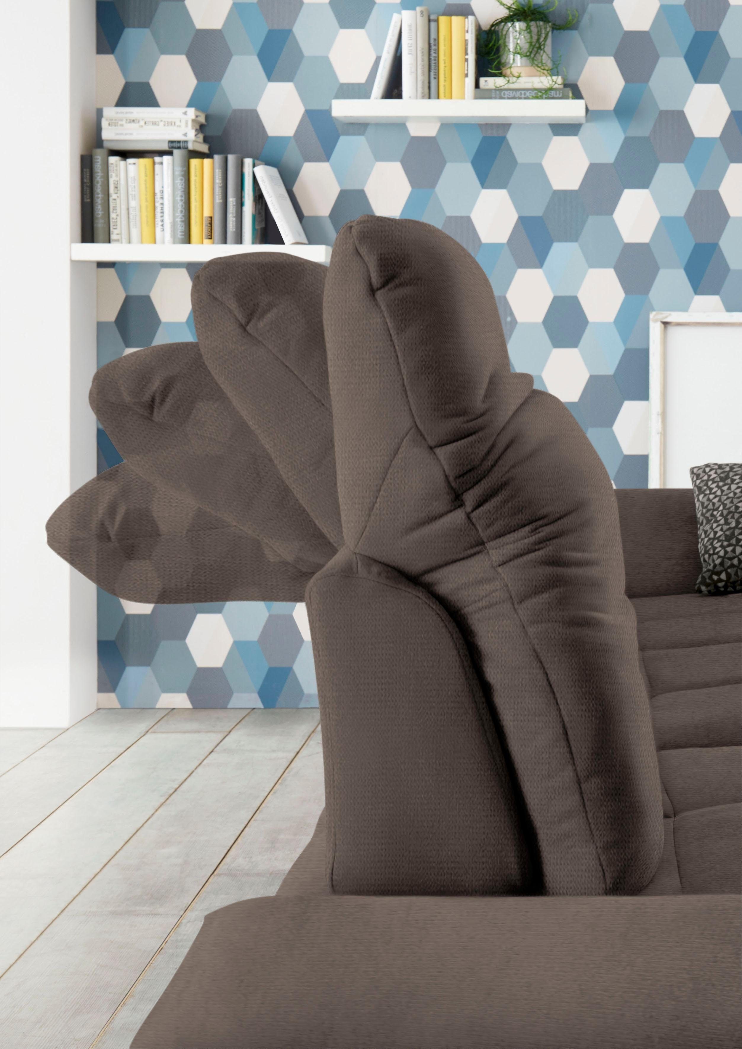 set one by Musterring Hoekbank SO4100 V met verstelbare hoofdeinden, optioneel met functies, cord bekleding