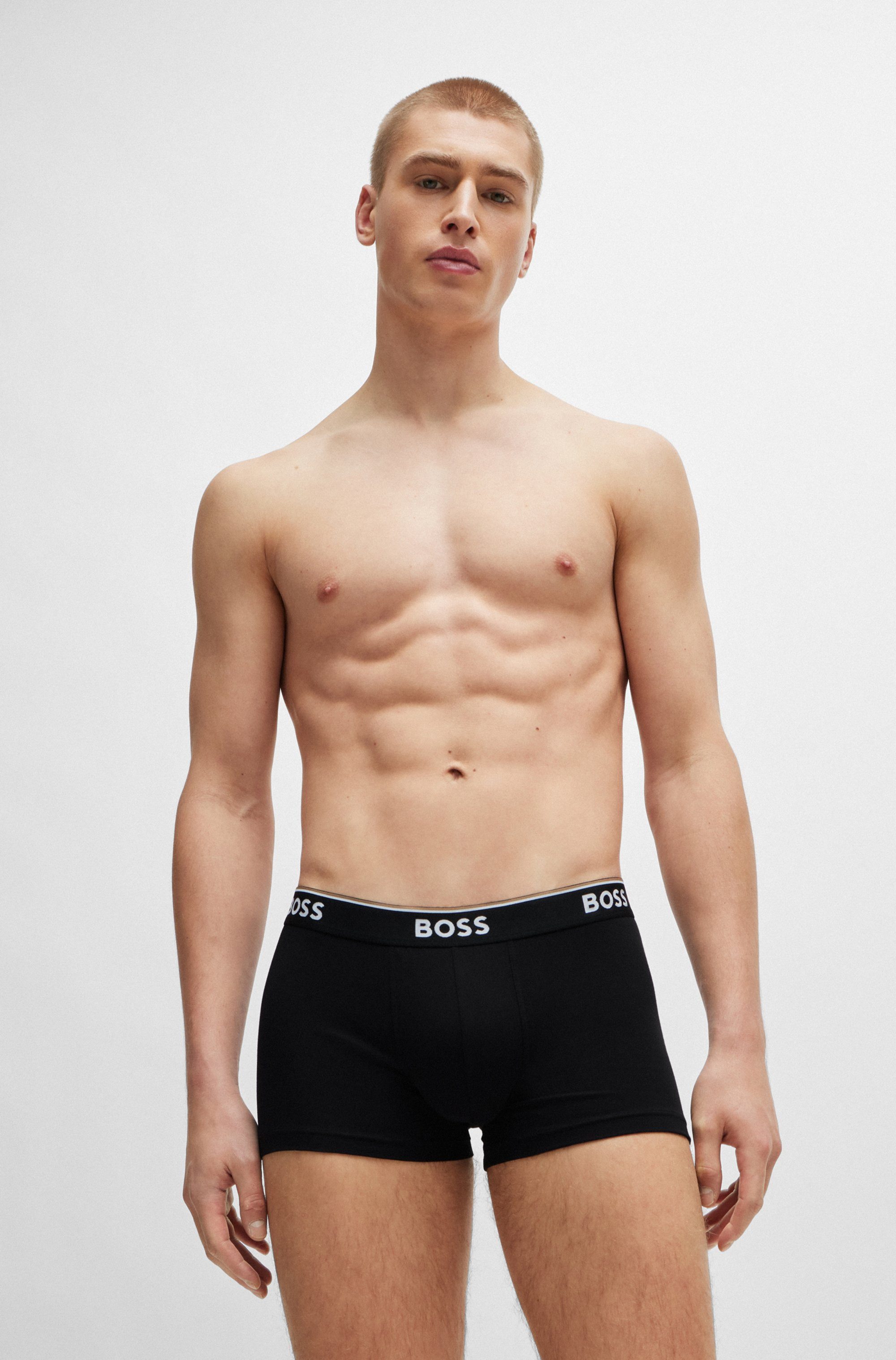 BOSS Boxershort TRUNK 3 PACK BOSS opdruk op de tailleband (3 stuks)