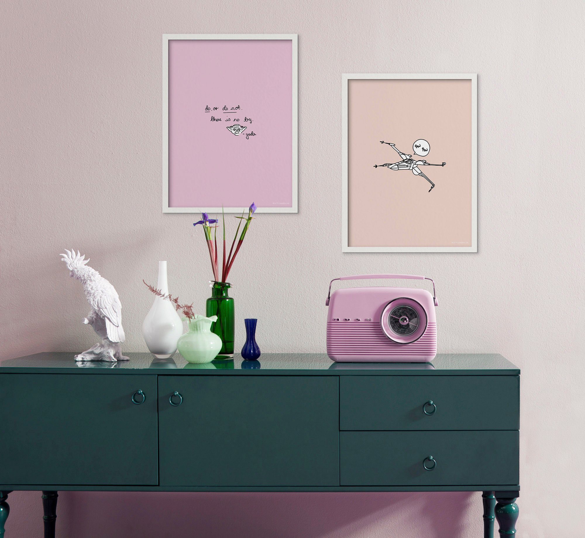 Komar Wanddecoratie Star Wars Quote Yoda Cute Wanddecoratie voor de kinderkamer - zonder lijst (1 stuk)