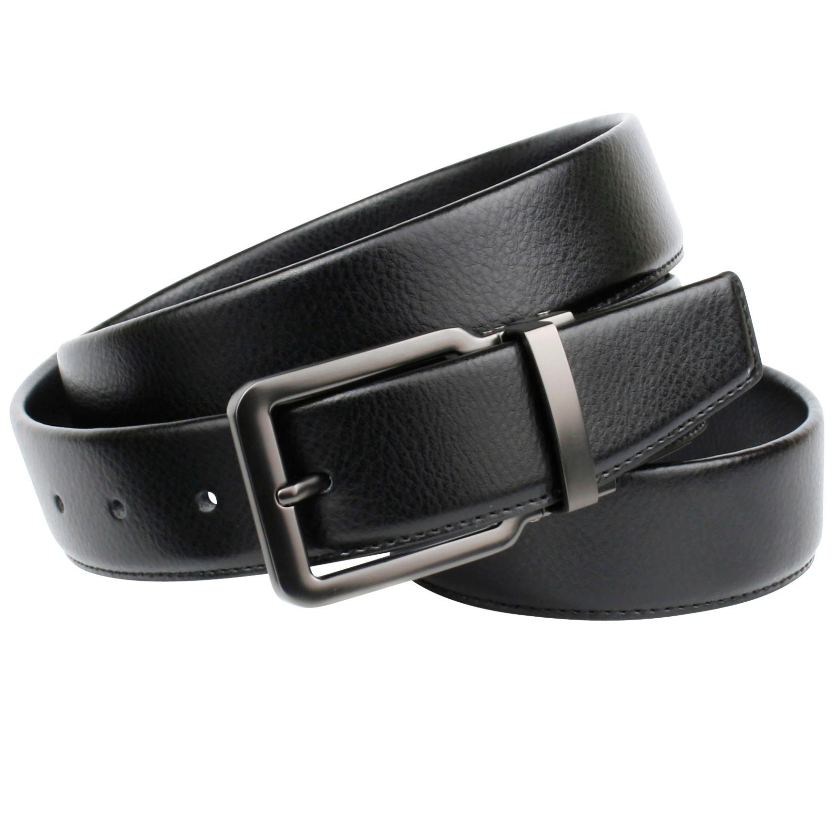 Anthoni Crown Leren riem Klassieke leren riem met eenvoudige elegantie, gesp in grijs heren riemen maat 115 zwart