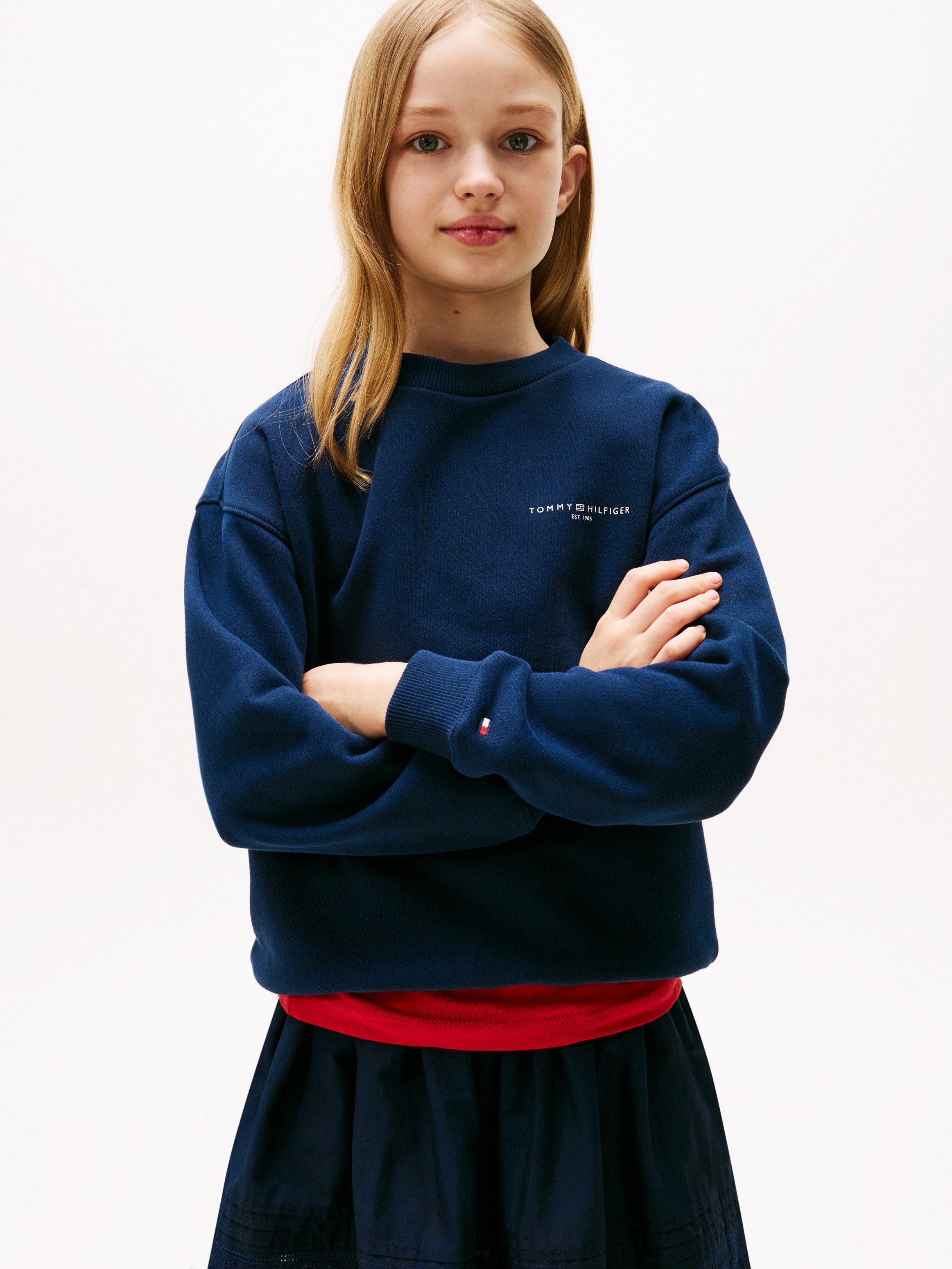 Tommy Hilfiger Sweatshirt MINI CORP C-NECK SWEATSHIRT voor kinderen tot 16 jaar, met logostiksel