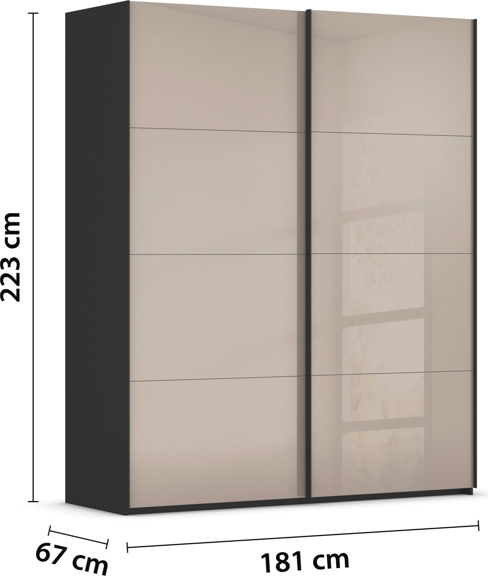 rauch Schuifdeurkast Kledingkast Kast Garderobe Slaapkamerkast SCALE-FYRA edel vierdelige deuren met glas-front veel kleuren made in germany