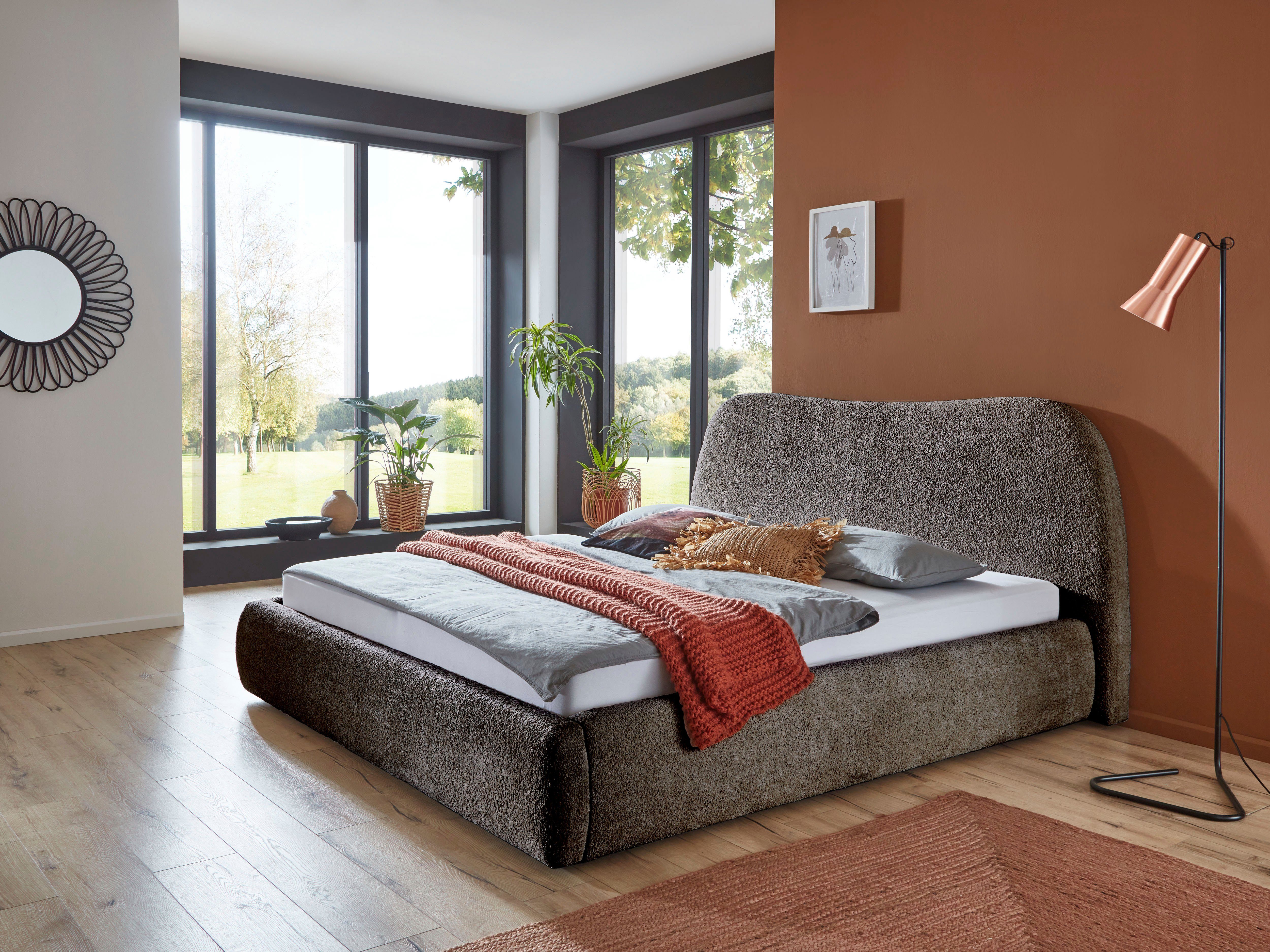 ATLANTIC home collection Gestoffeerd bed Sophie met of zonder opbergruimte, hoogwaardige bouclé bekleding
