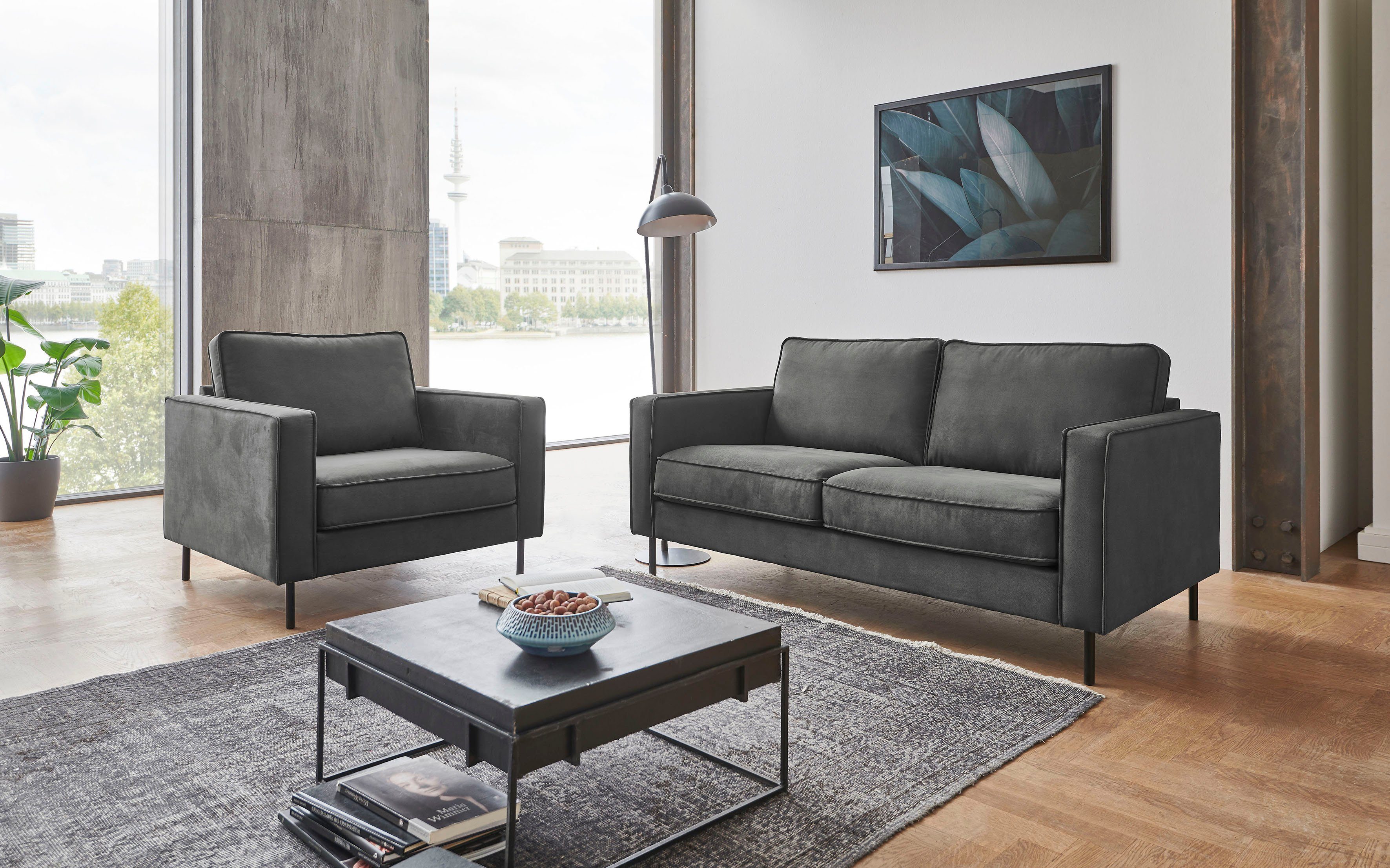 ATLANTIC home collection Fauteuil WESTON in scandinavische stijl, met golfvering