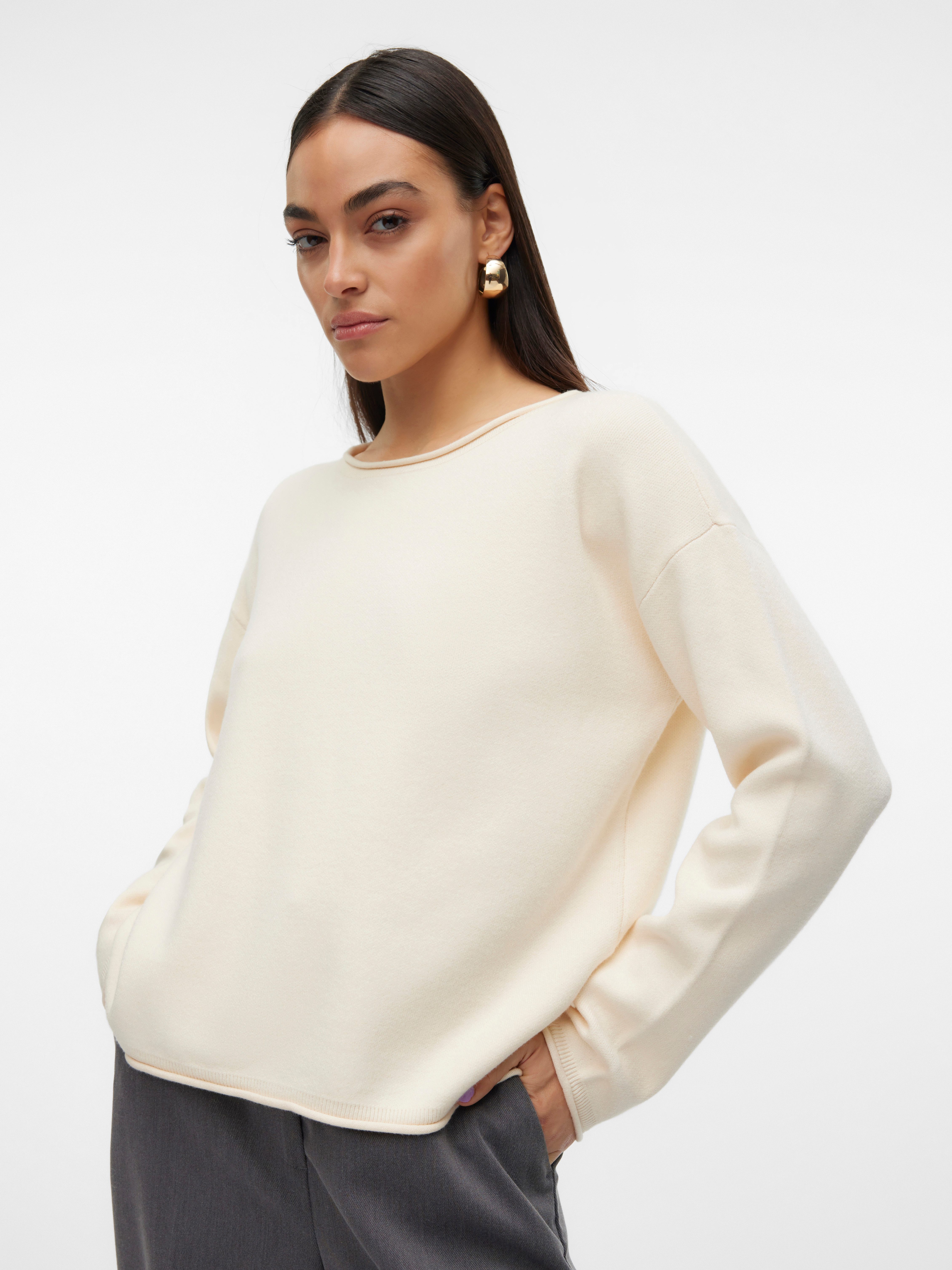 Vero Moda Gebreide trui VMGOLD ROLL LS O-NECK PULLOVER GA