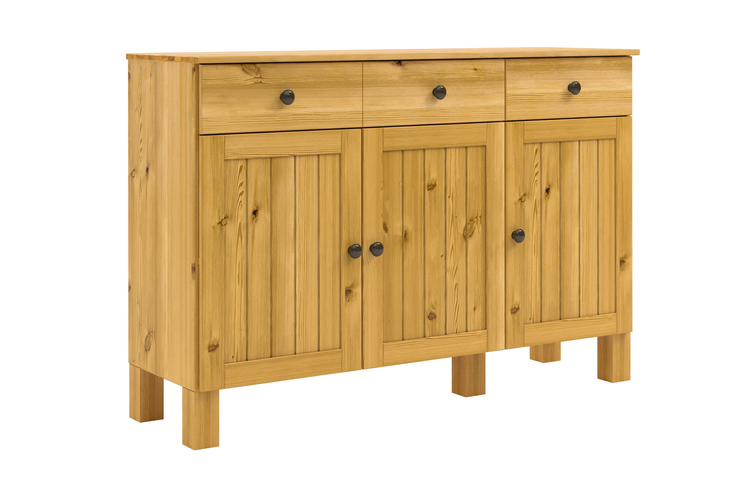 Home affaire Sidetable Alby2 Met 3 deuren, 3 lades en metalen grepen, breedte 125 cm dressoirs beige