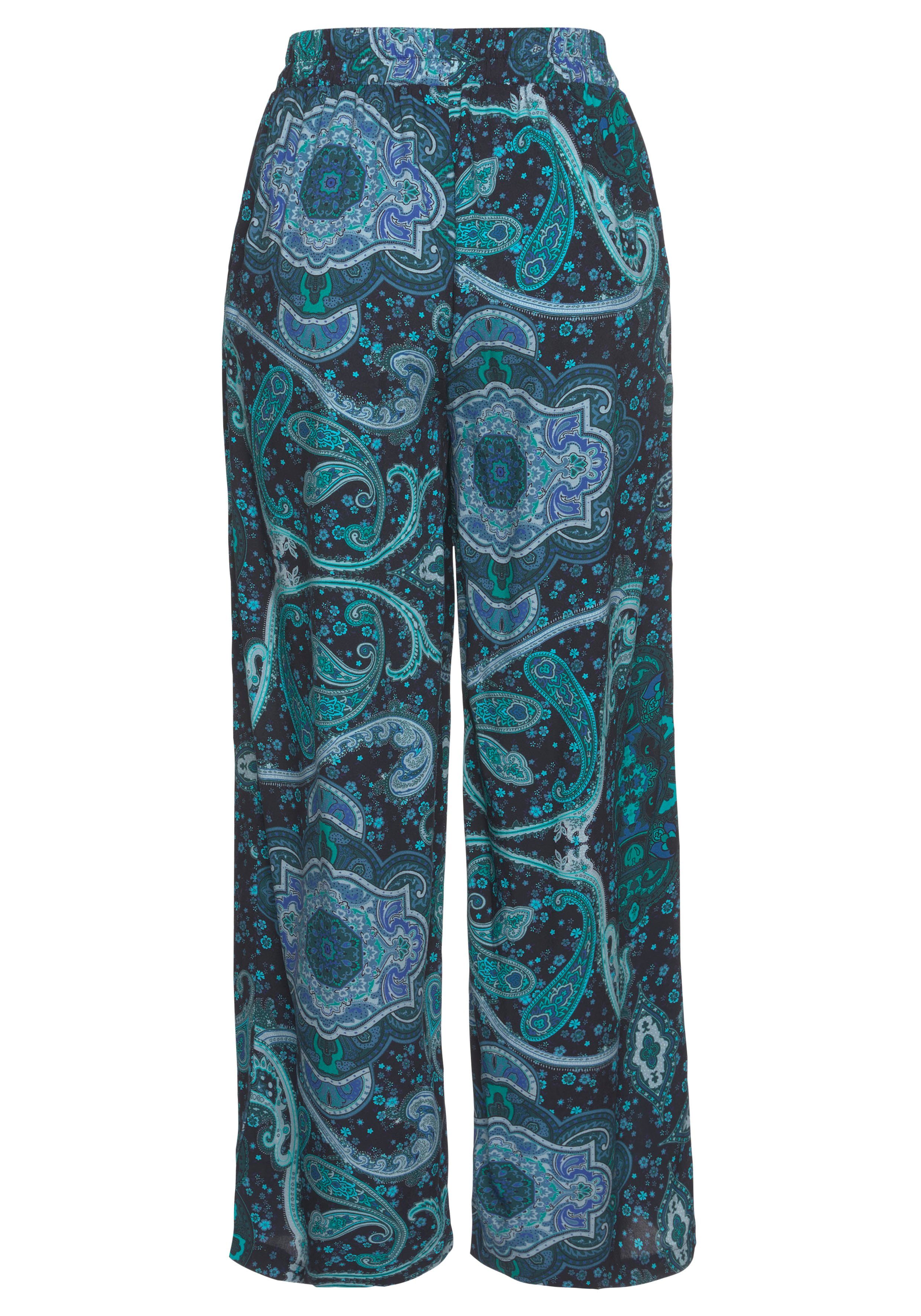 Vivance Palazzobroek en paisley print, elastische tailleband, sweatpants, stoffen broek (Met een bindceintuur)