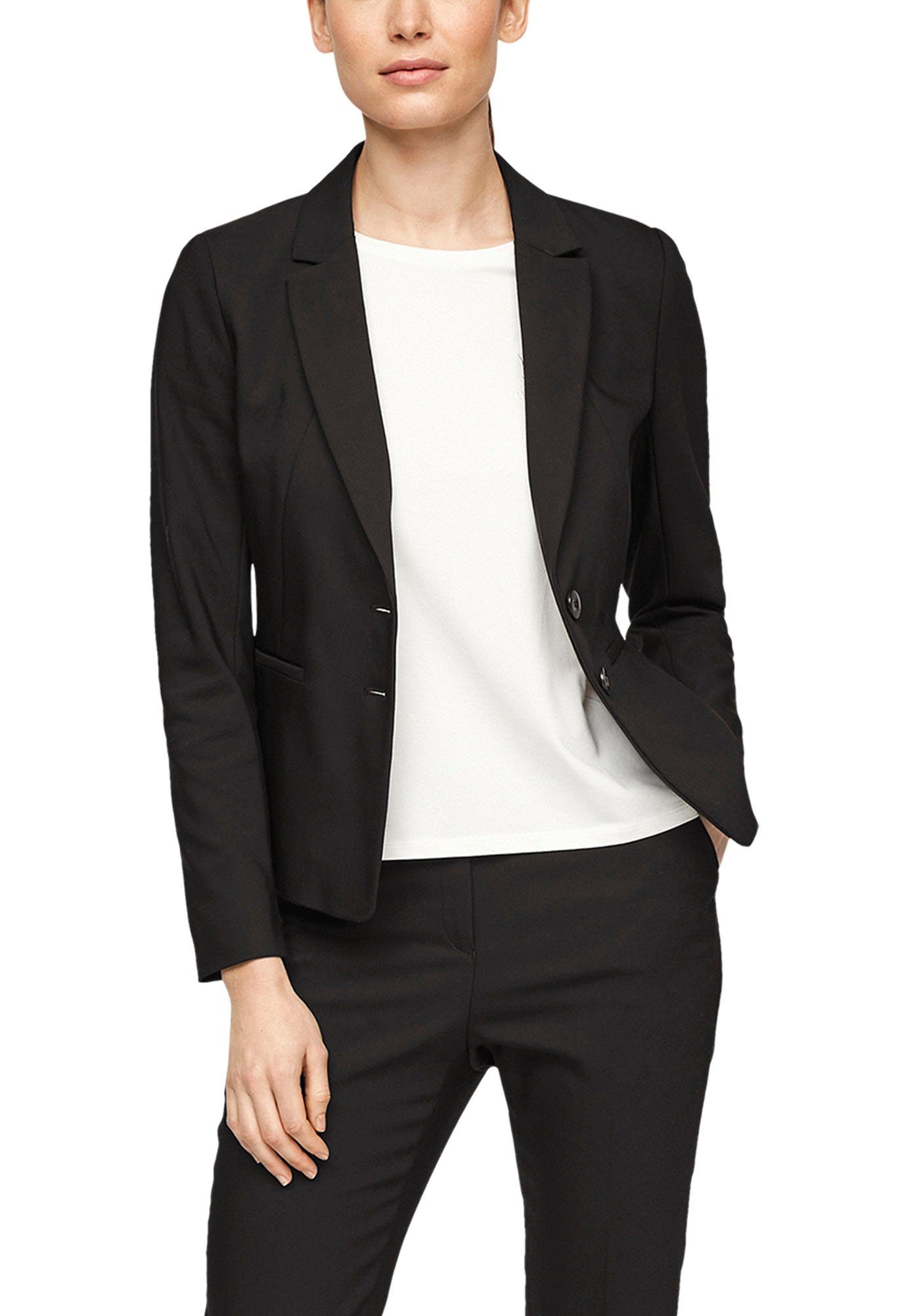 s.oliver black label korte blazer met reverskraag en knopen voor zwart