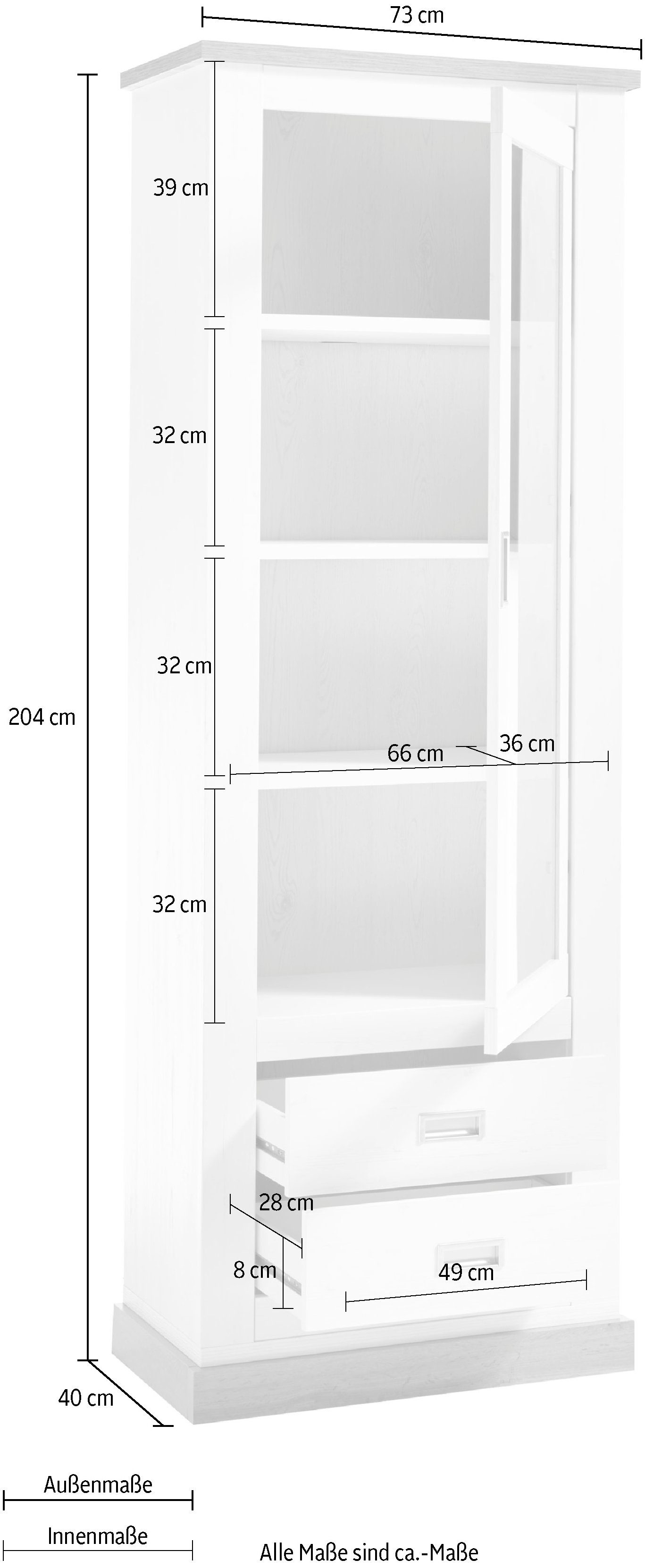 Home affaire Vitrinekast Orlando Hoogte ca. 204 cm