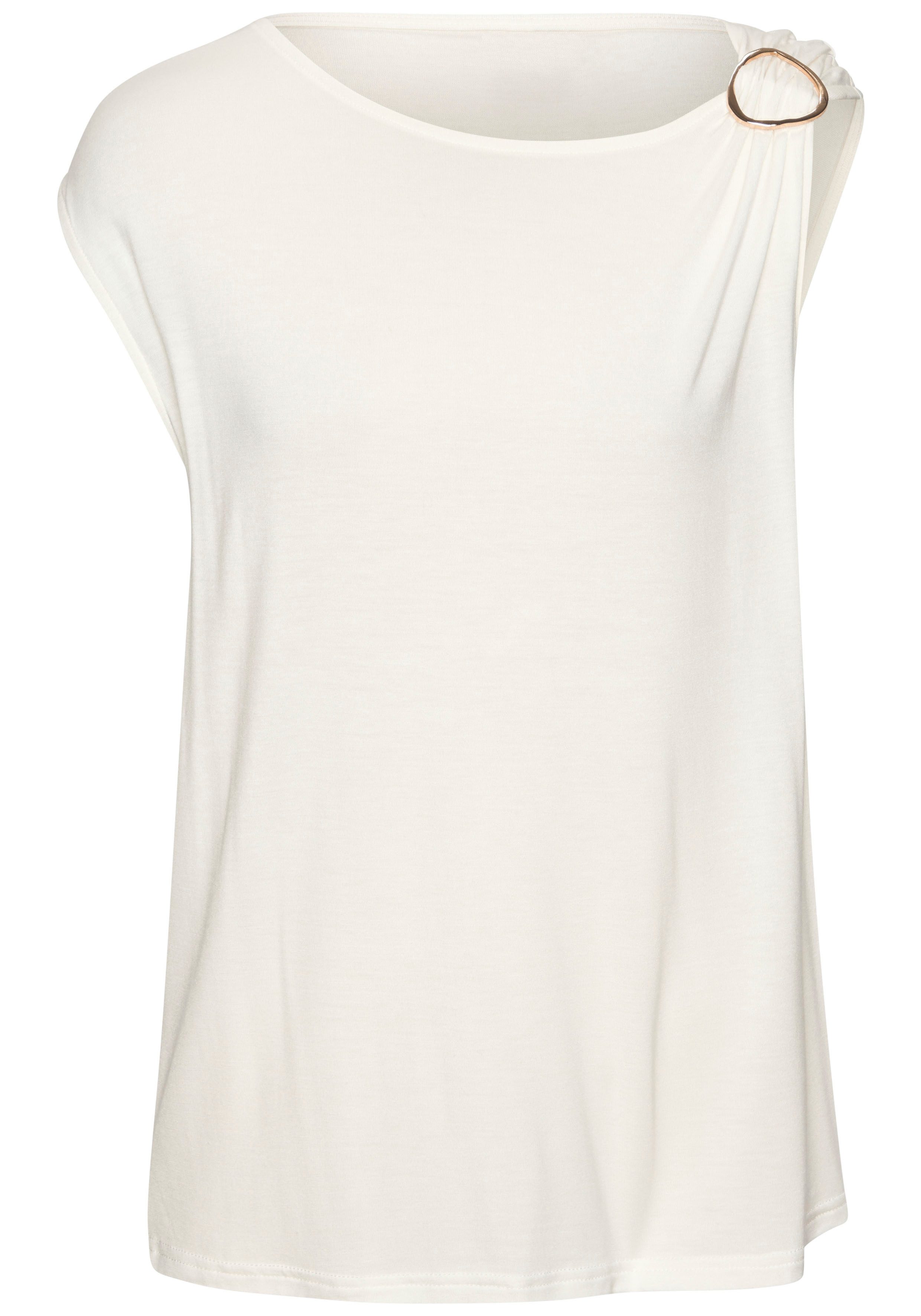 Vivance Shirt met korte mouwen met decoratieve gesp, zomertop, casual