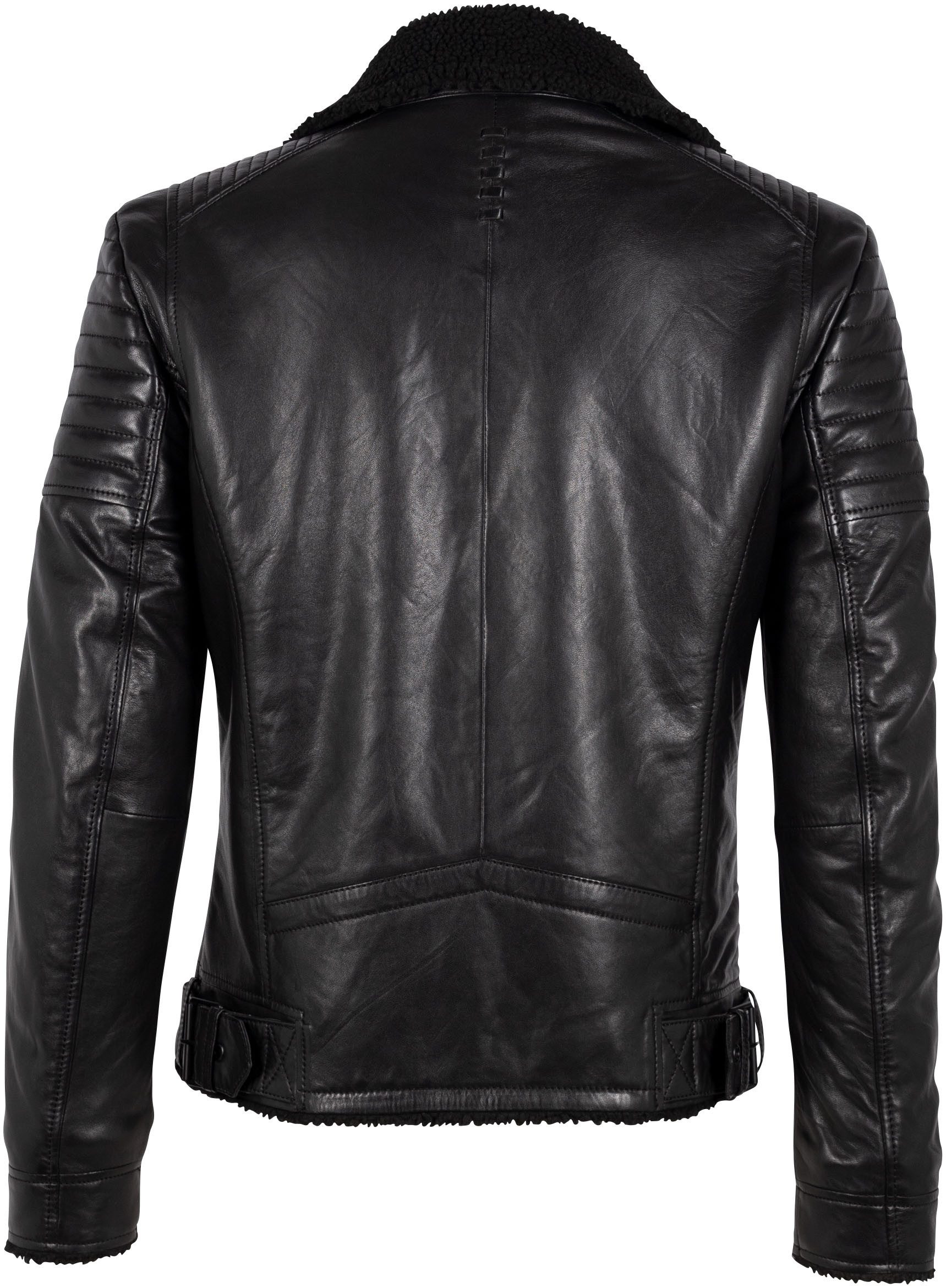 Mauritius Leren jack G2MIdor SF Reverskraag met faux fur, asymmetrische rits