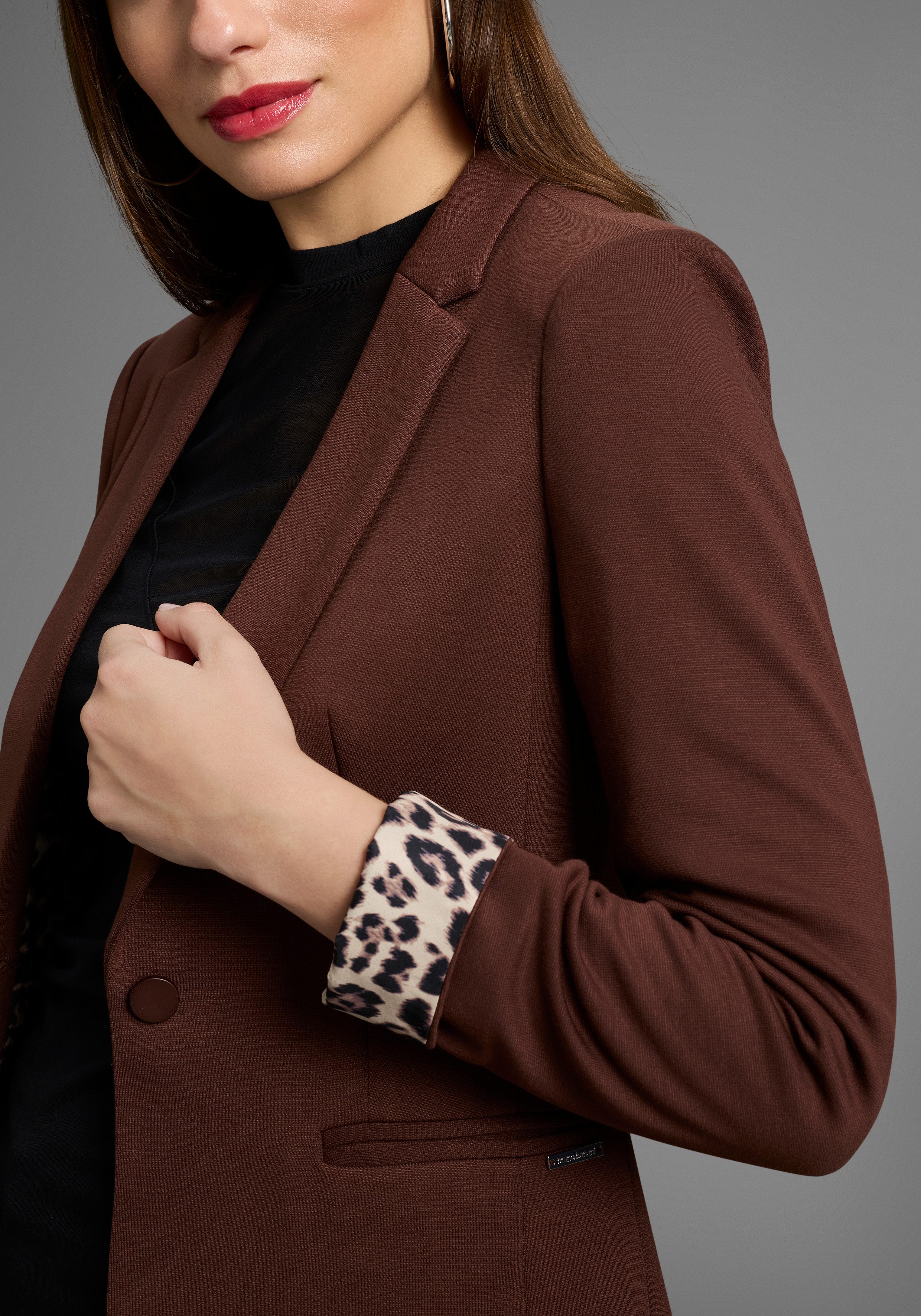 Bruno Banani Korte blazer Leeuwenprint voering