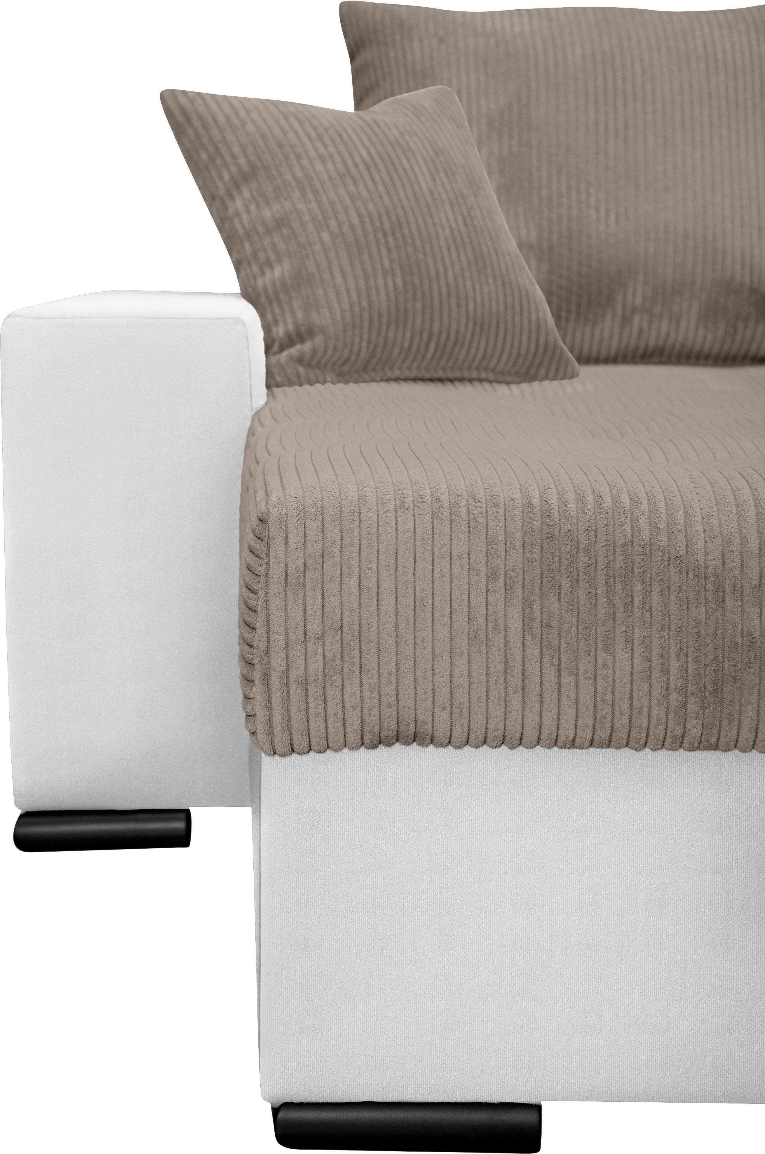 COLLECTION AB Zithoek XL-Josy U-vorm, breedte 313 cm, cord-/mix incl. bedfunctie, bedlade, met 4 gelijk grote rugkussens