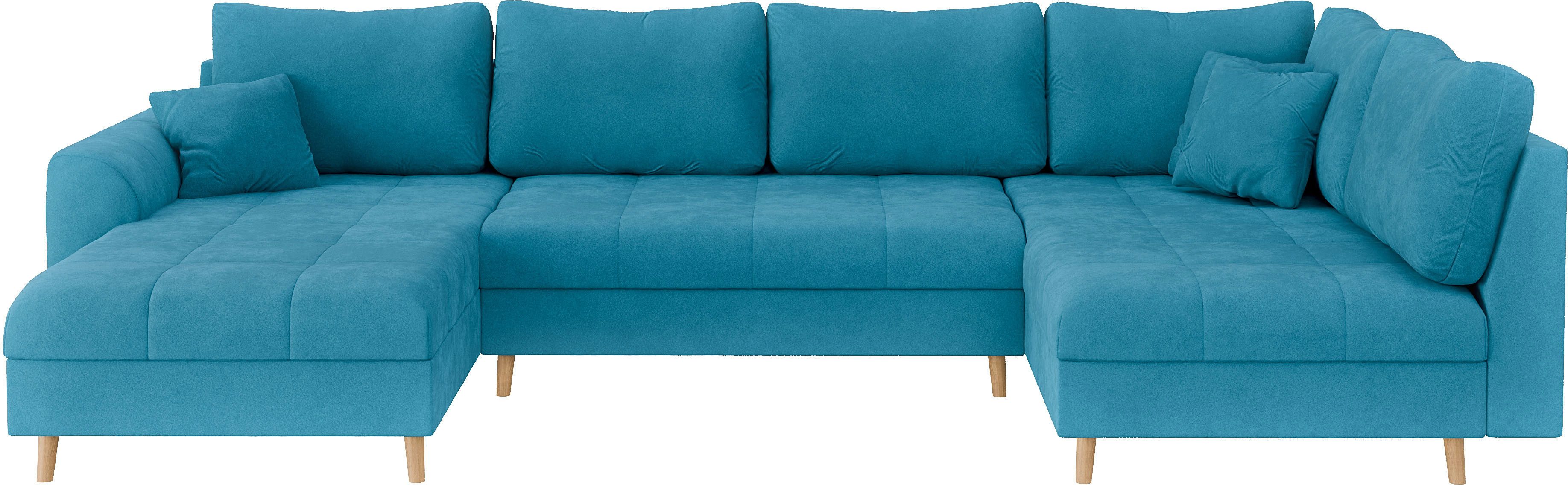 Home affaire Zithoek CHARRE U-vorm met ottomane, afmetingen B/D/H: 310/161/81 cm fijne stiksels, losse rug- en sierkussens, ook in cord en bouclé