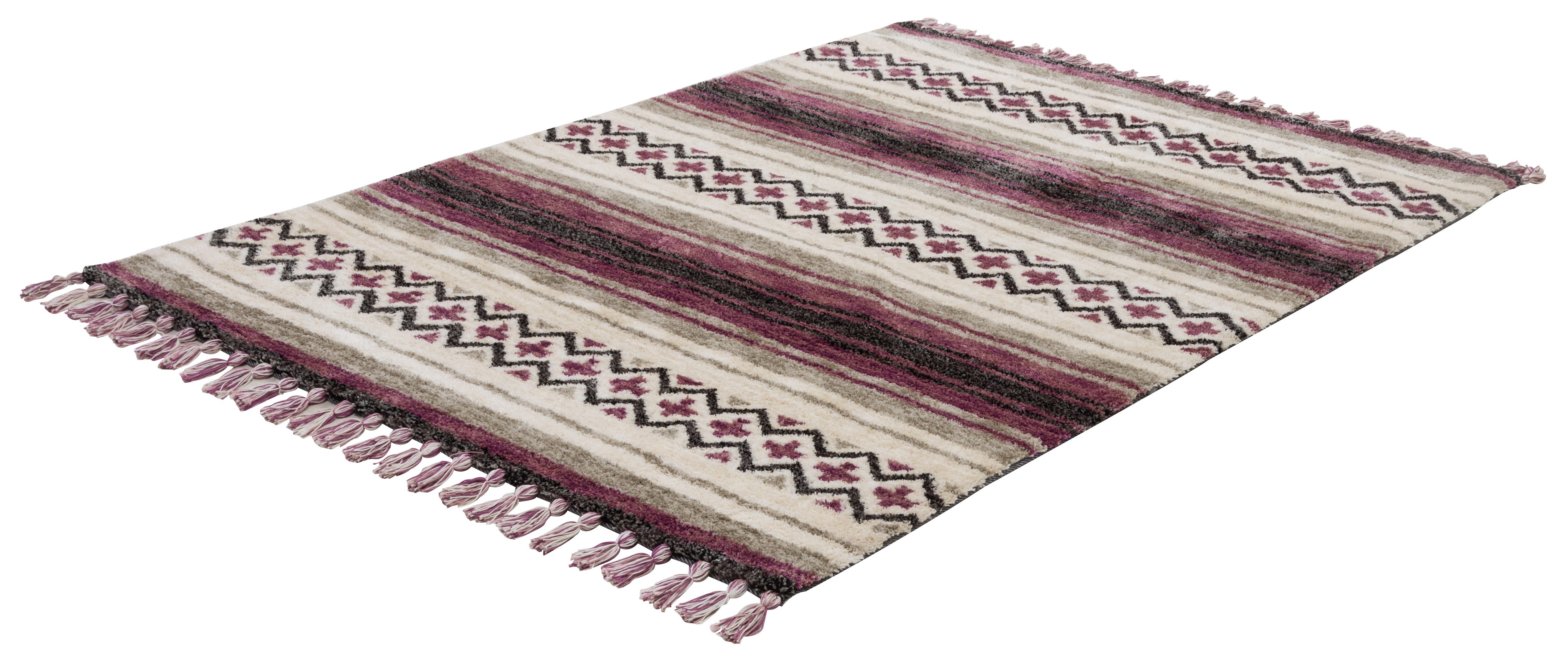Gino Falcone Vloerkleed Vittoria 018 bijzonder zacht door microvezel, met franje moderne vloerkleden maat 190 cm x 290 cm x 15 mm paars