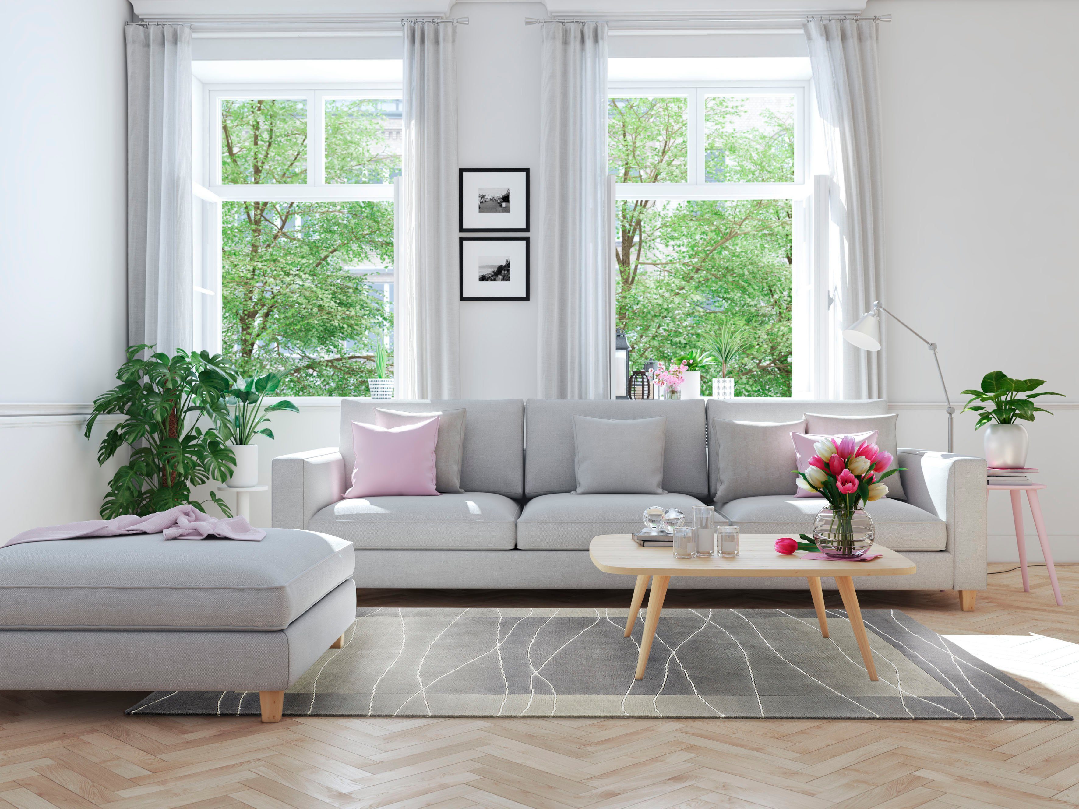 LUXOR living Wollen kleed LINEO Nepal tapijt, 100% wol, handgeknoopt, met bies