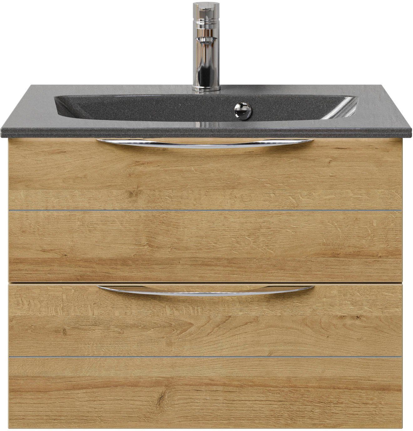 Saphir Wastafelonderkast Serie 6025 mineraalmarmeren wastafel met onderkast, 67 cm breed (2-delig)