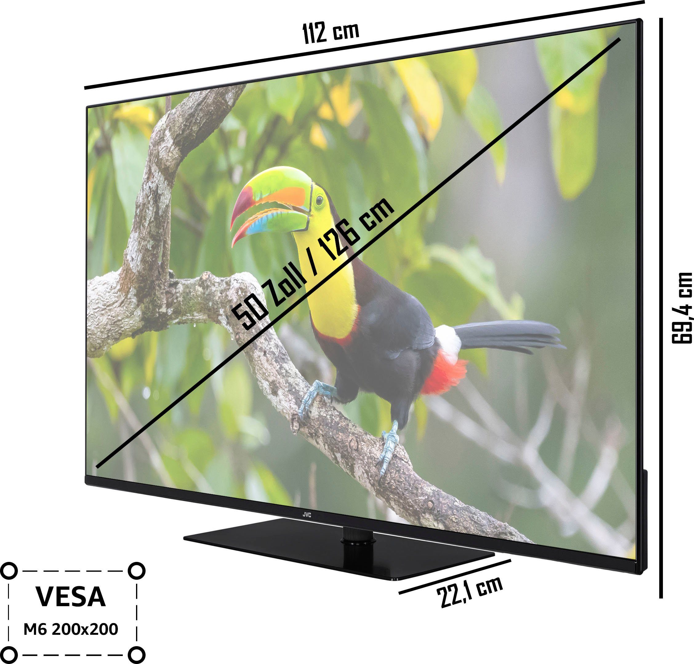 JVC Led-TV LT-50VU6355, 126 cm / 50", 4K Ultra HD, Smart TV