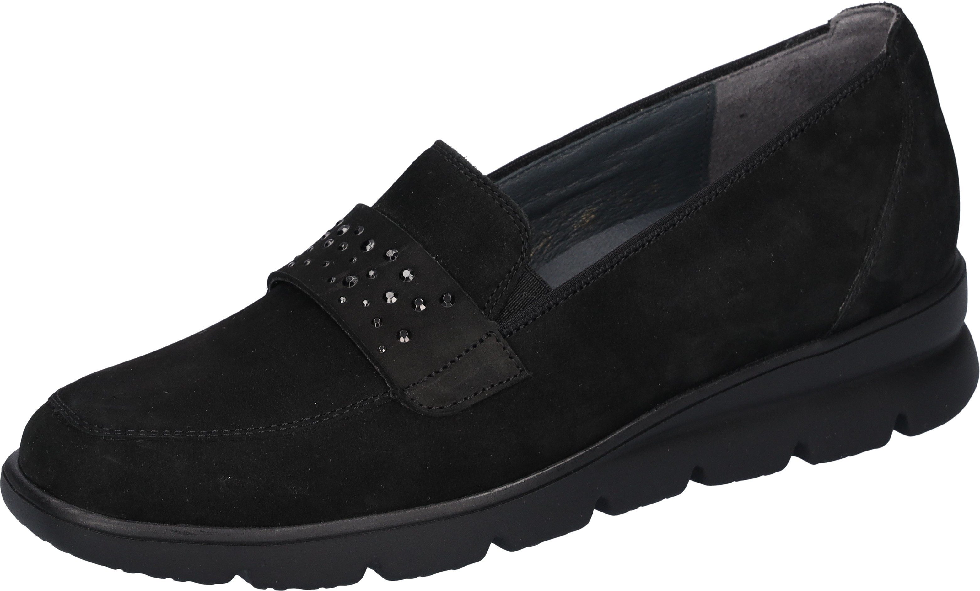 Waldläufer Instappers H-Bruni , comfortschoen, loafer, instapschoen in comfortwijdte g (= breed) dames sportieve slippers maat 6,5 zwart