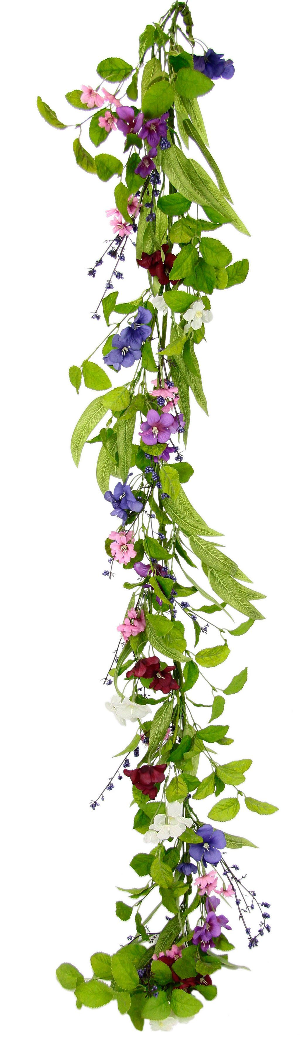I.GE.A. Kunstbloem Bloemenrank Bloemrank, stiefmoeder rank, guirlande, klimop, kamer, muur, bruiloft kunstbloemen paars
