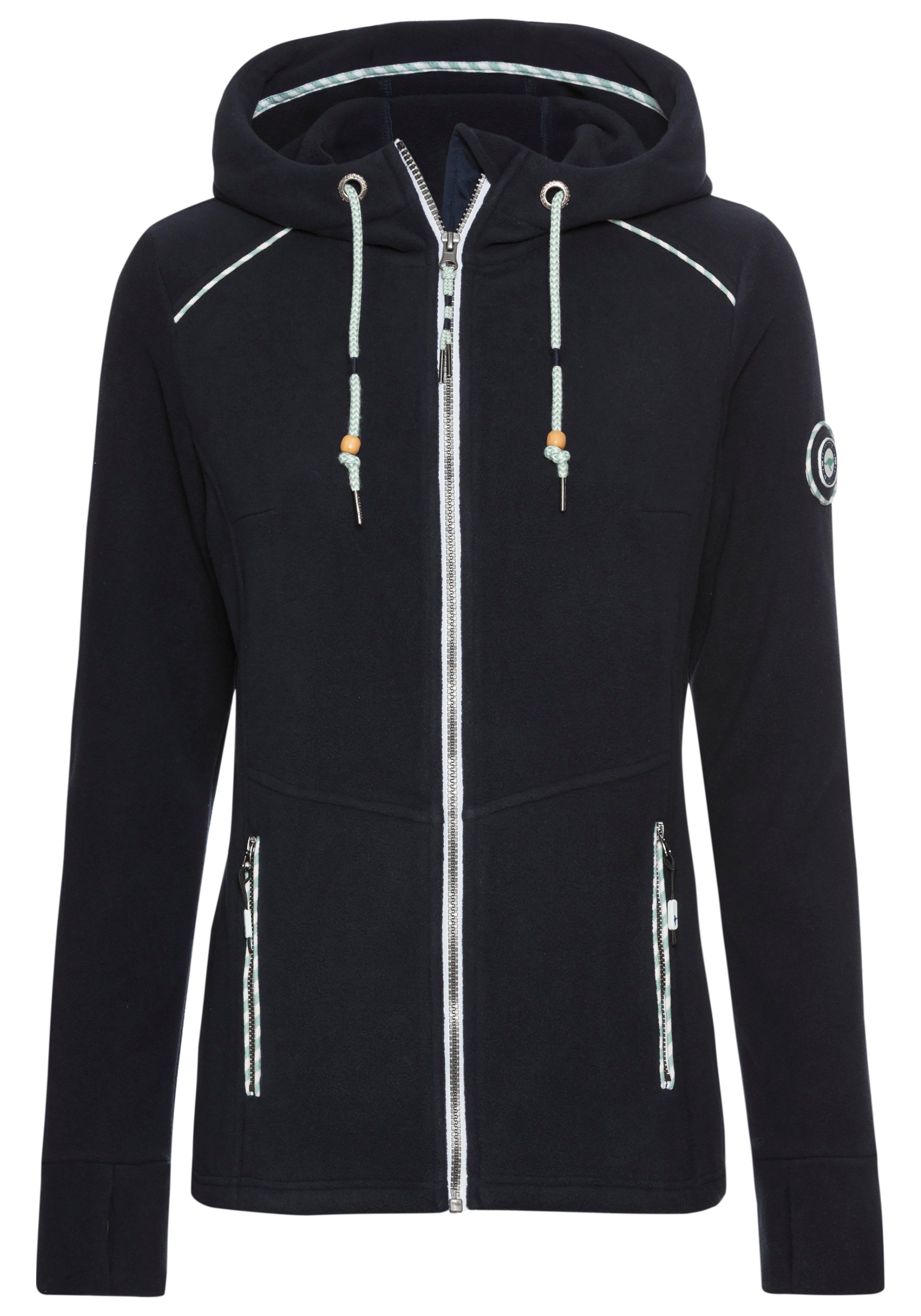 KangaROOS Fleecejack van polyester figuurvolgende pasvorm met capuchon en koord