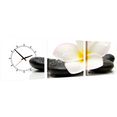 conni oberkircher´s beeld met klok black  white - witte orchidee met decoratieve klok, bloemen, ontspanning, wellness, stenen (set) multicolor