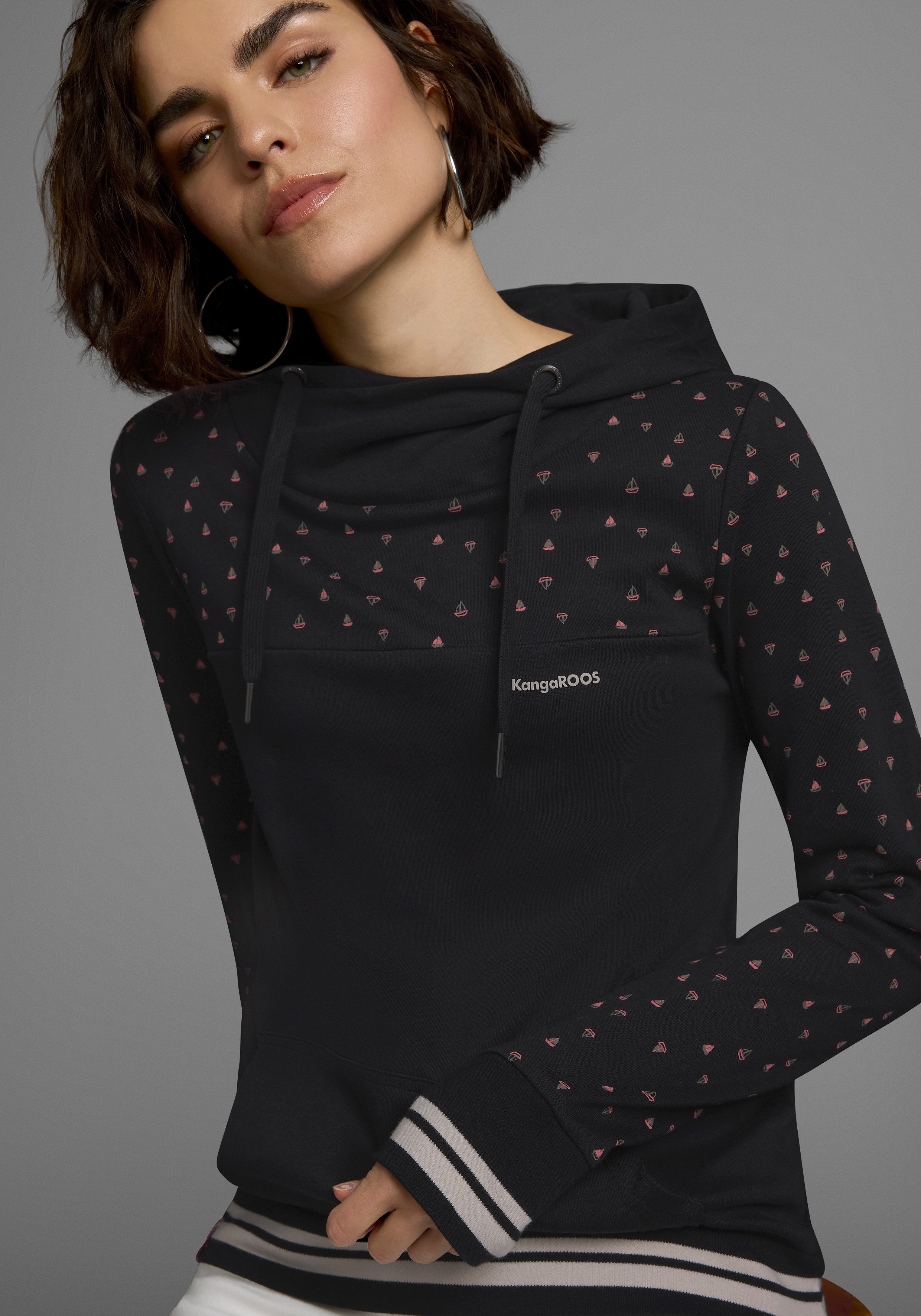 KangaROOS Hoodie Lange mouwen, figuurvolgende snit, van katoen, met capuchon