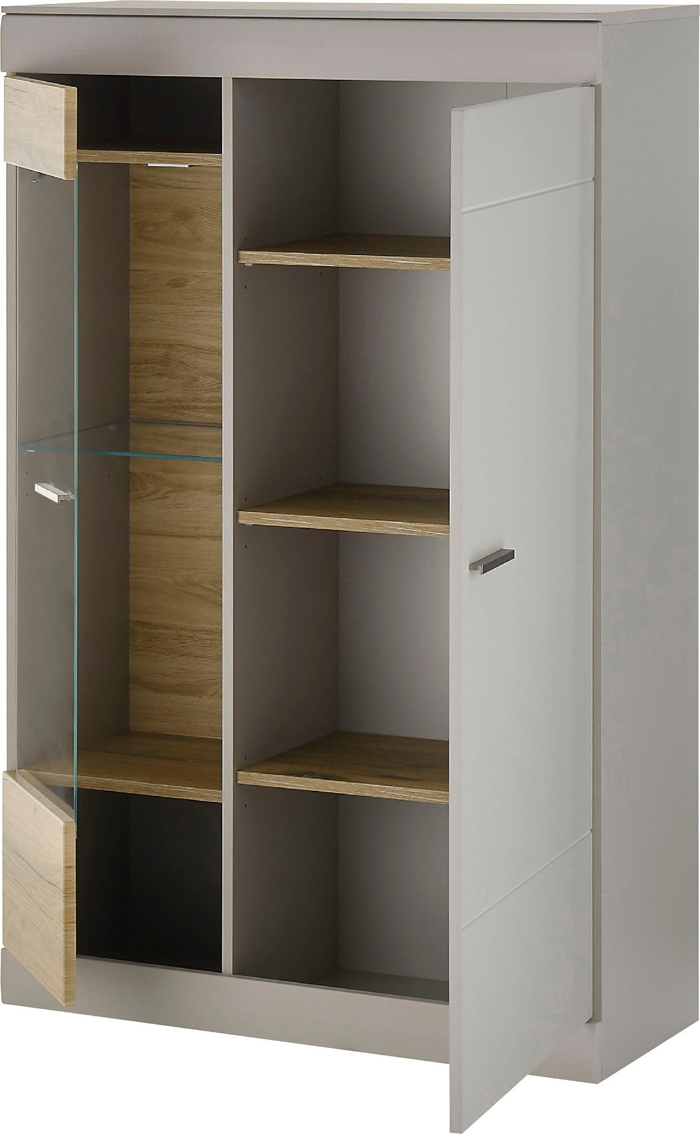 INOSIGN Vitrinekast SCARA met applicatie tineiken decor, breedte 90 cm, met soft-closefunctie