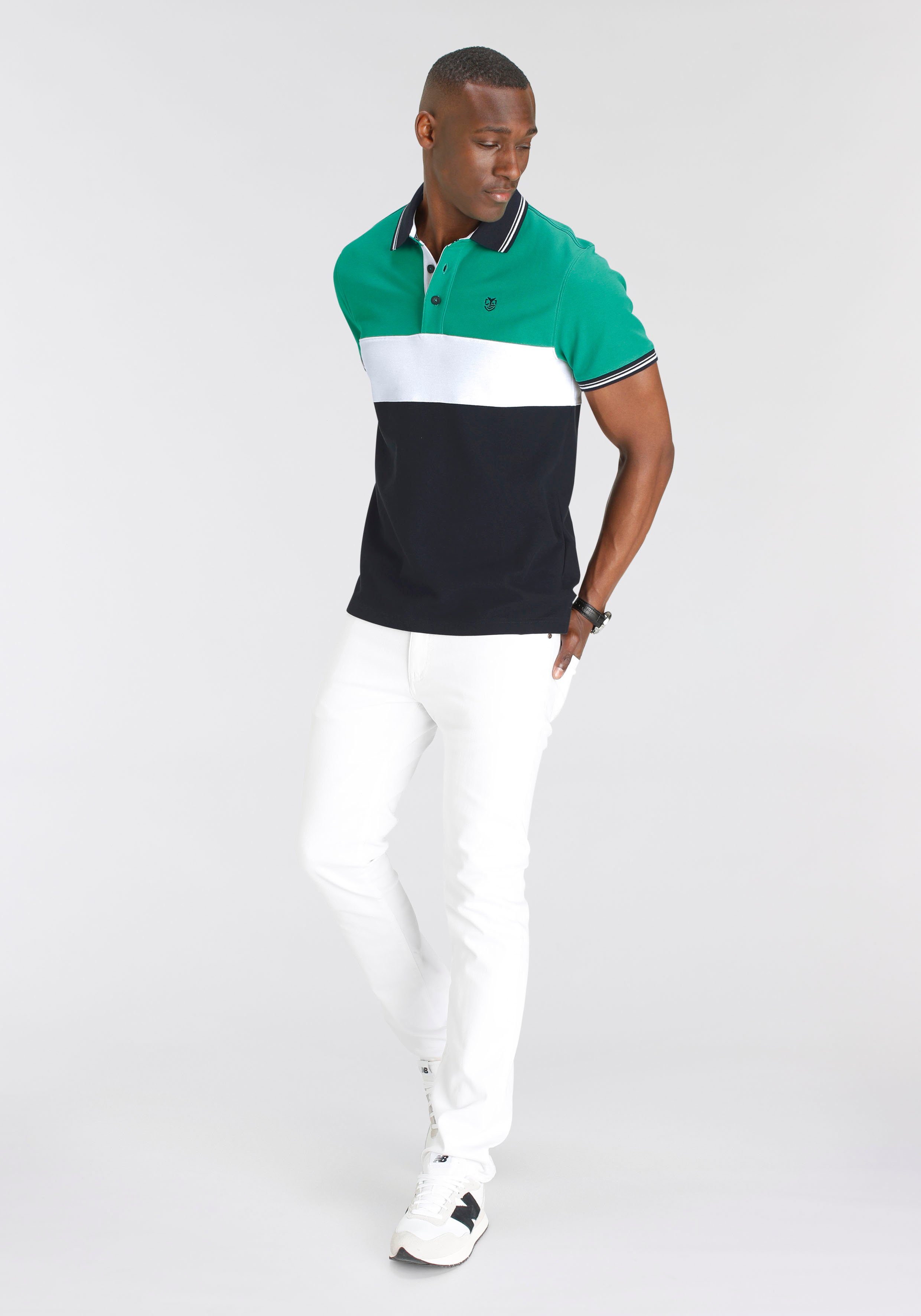 DELMAO Poloshirt Korte mouwen, regular fit, met colorblocking-ontwerp