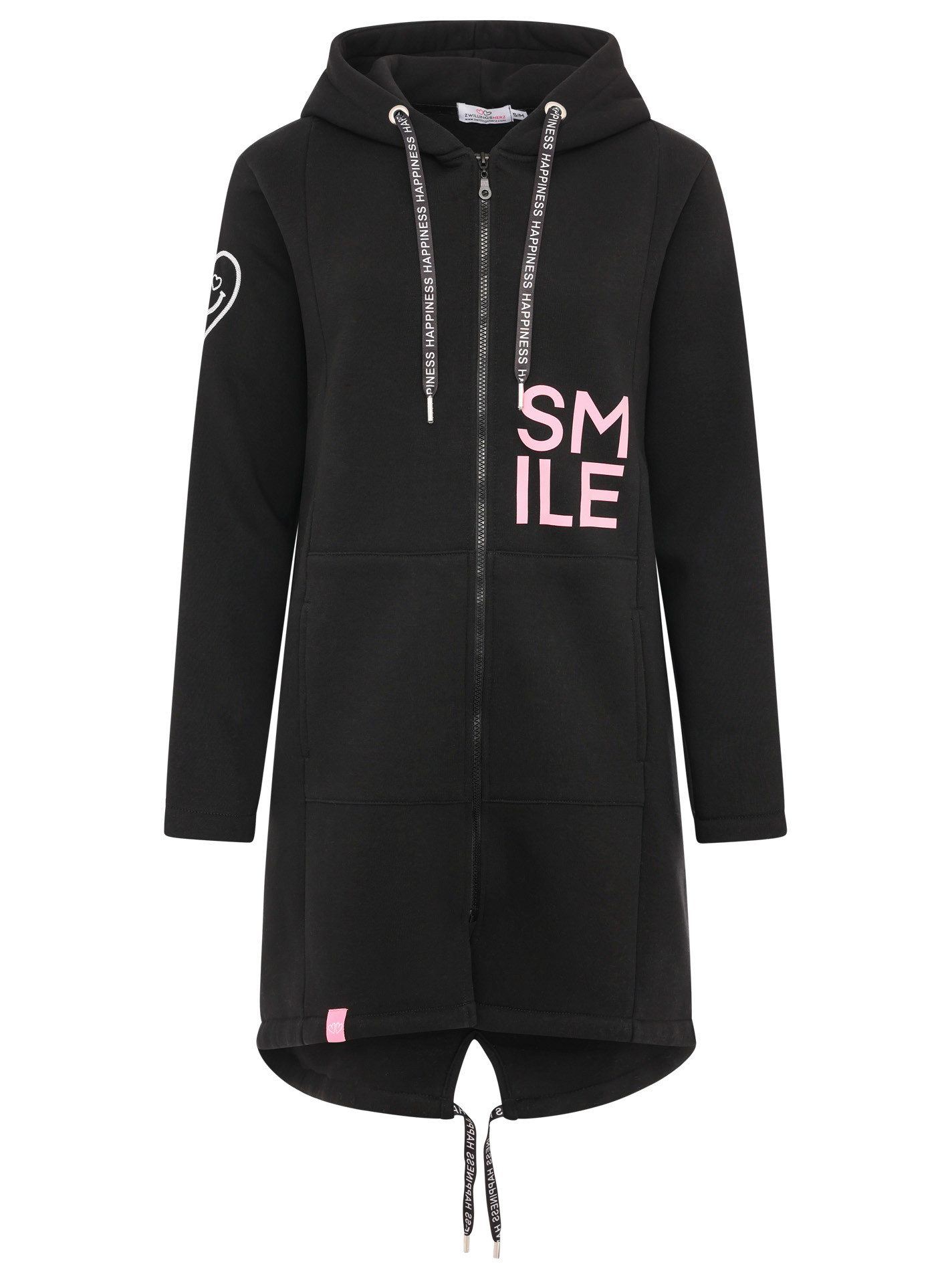 Zwillingsherz Jersey jas Alissa met capuchon en smile print