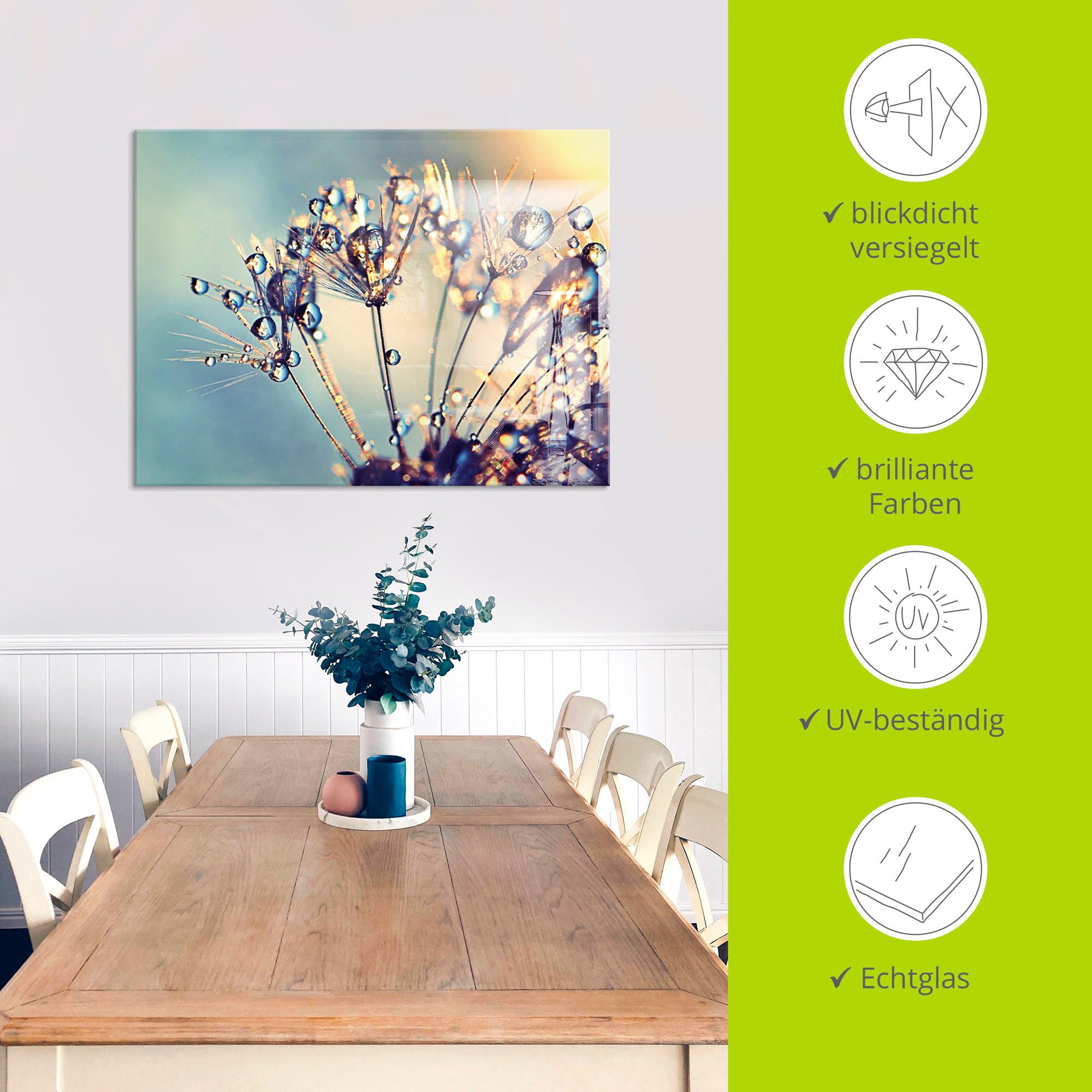 Artland Print op glas Pluizenbol glitter touw