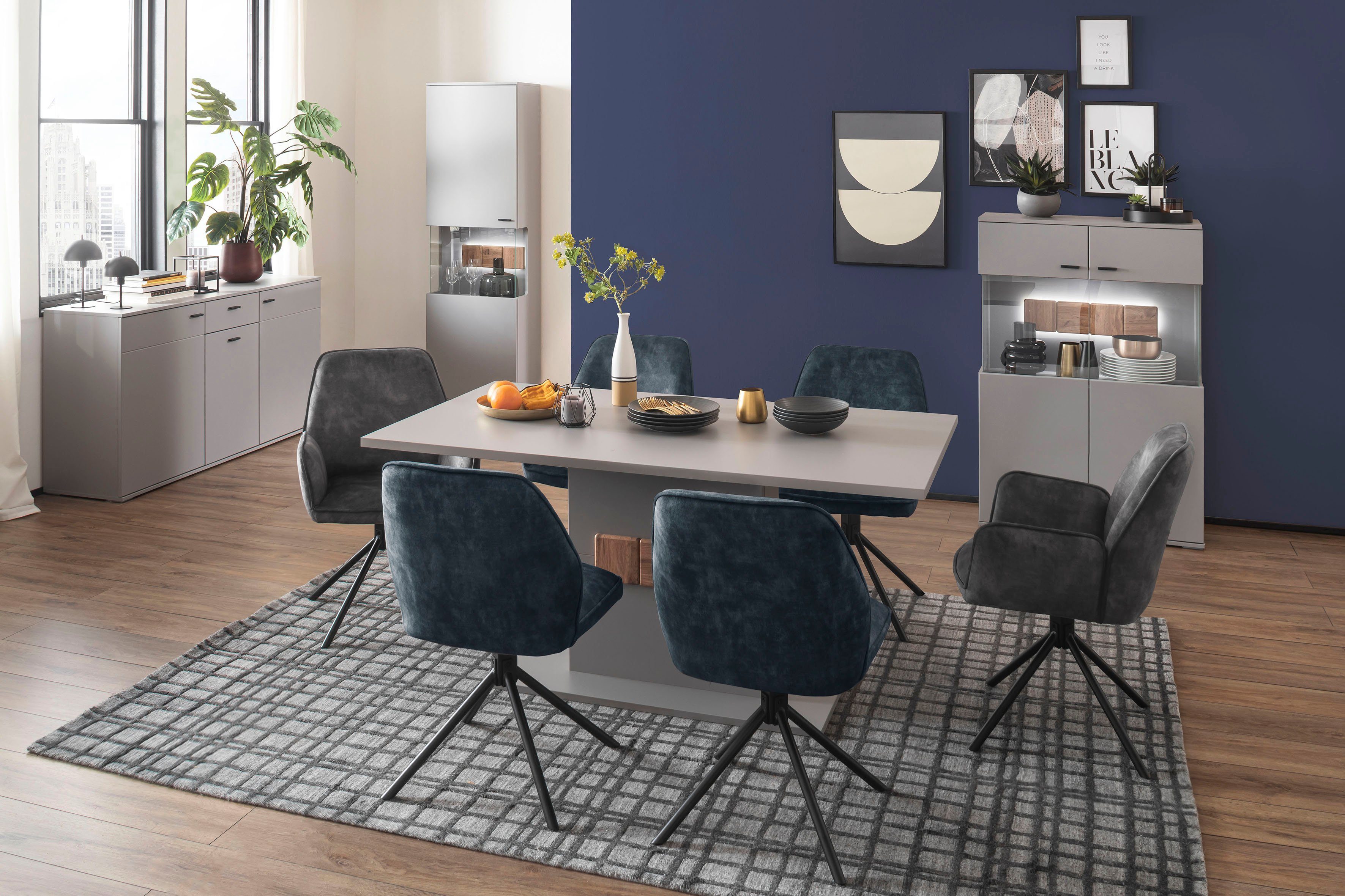 MCA furniture Eettafel Zadar Noordpool grijs, tafel 160 cm breed FSC-gecertificeerd