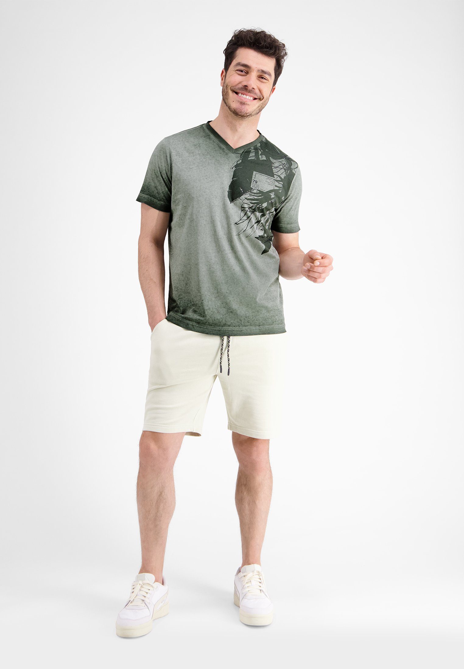 Lerros Shirt met V-hals LERROS V-hals T-shirt met bloemenprint