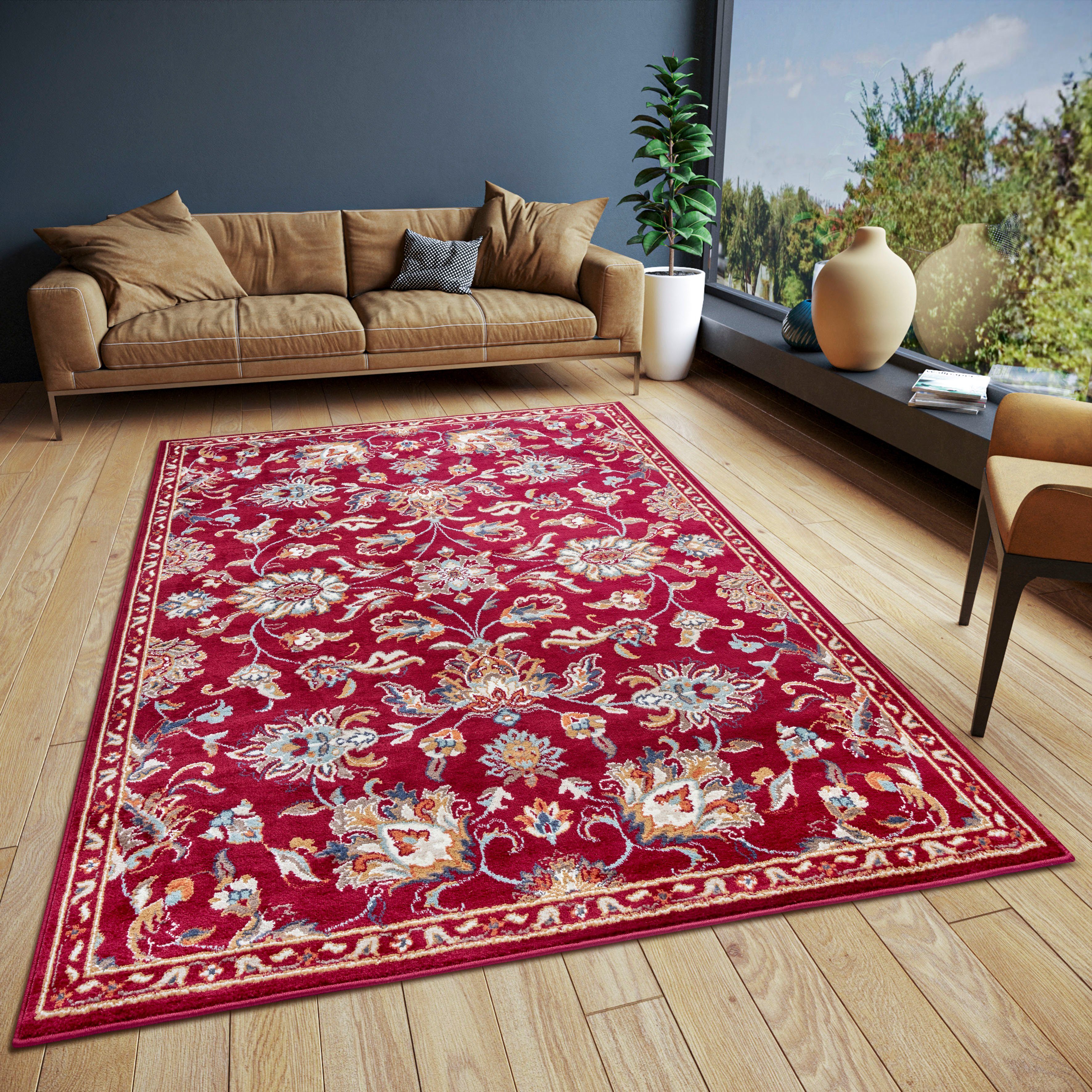 HANSE Home Vloerkleed Caracci Loper, oosters, kortpolig, woonkamer, slaapkamer, eetkamer moderne vloerkleden maat 120 cm x 170 cm x 8 mm rood