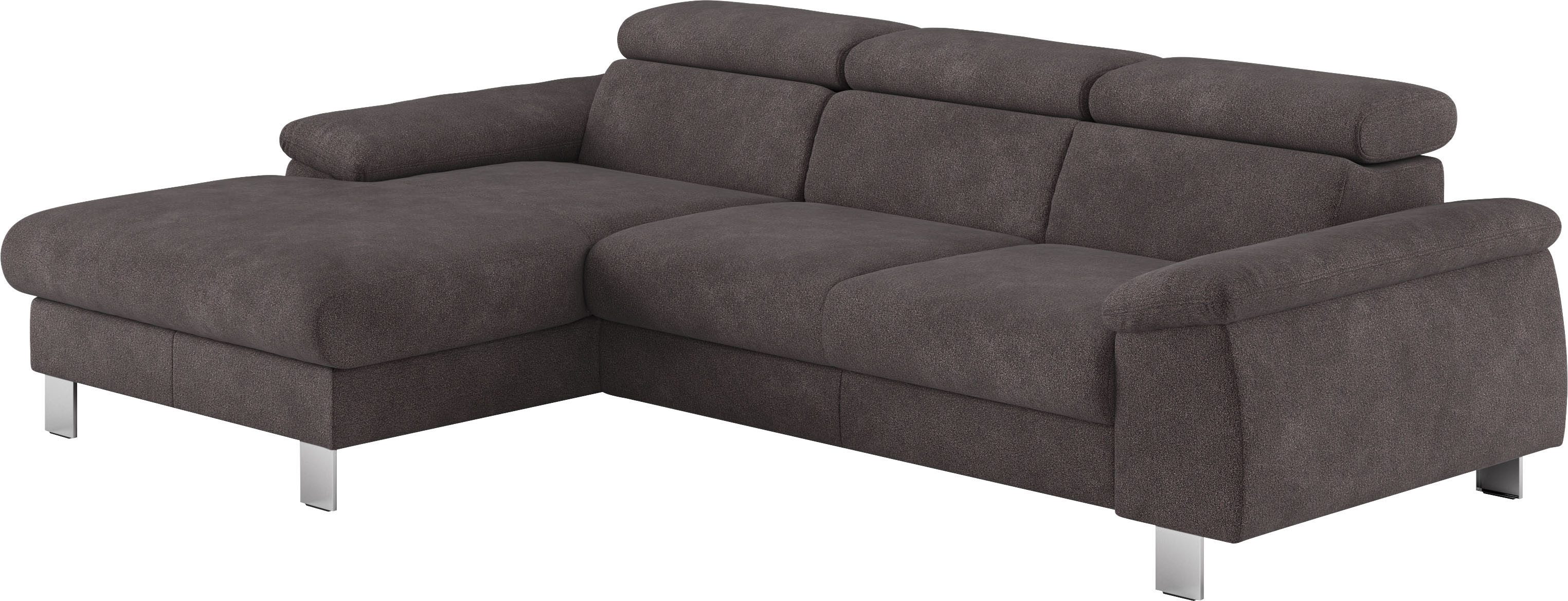 COTTA Hoekbank Komaris L-vorm met hoofdeindeverstelling keuze met bedfunctie, bedlade & verlichting