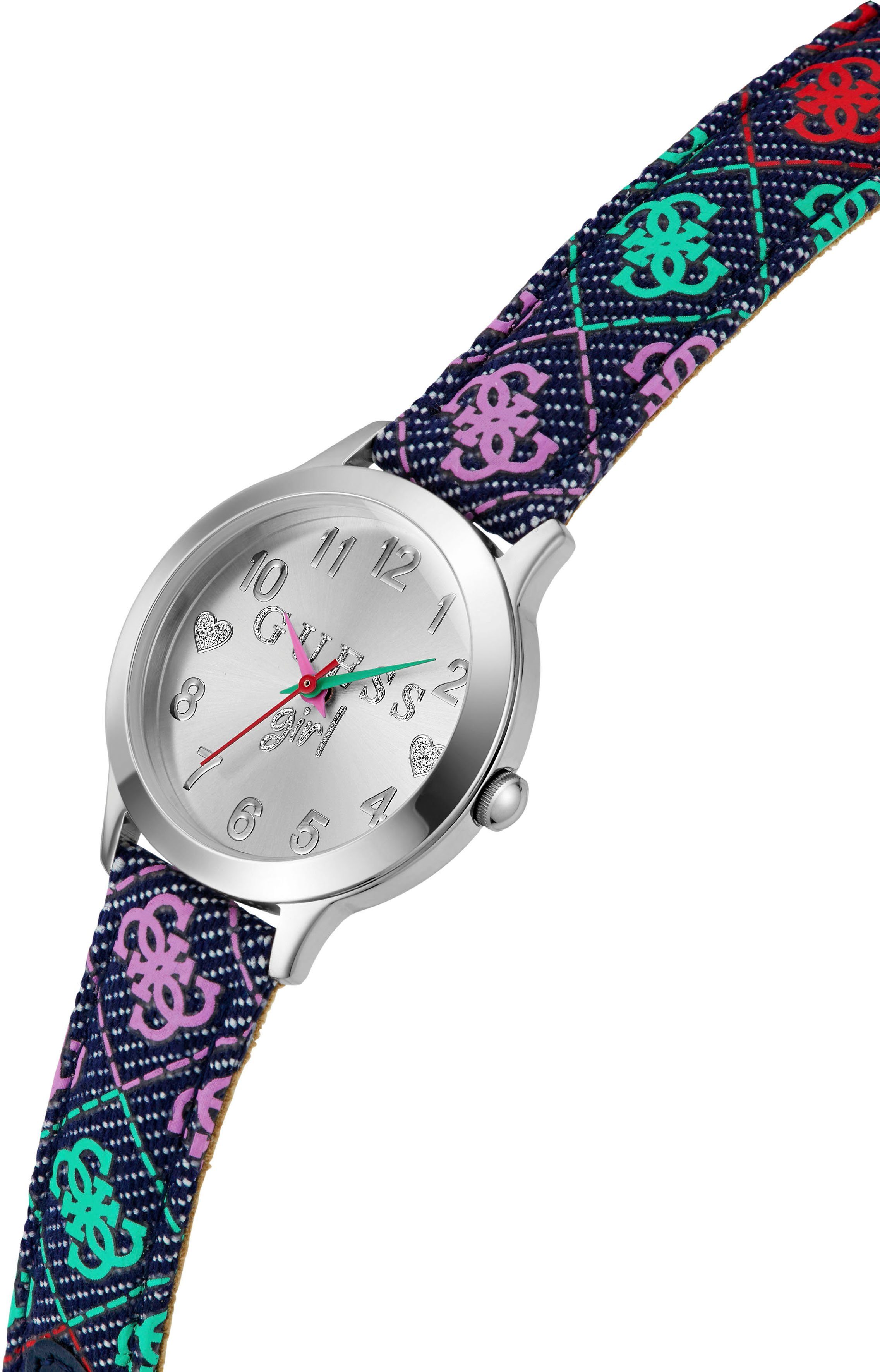 Guess Kwartshorloge Mandy Polshorloge, kinderhorloge, meisjeshorloge, textiel band, cadeau