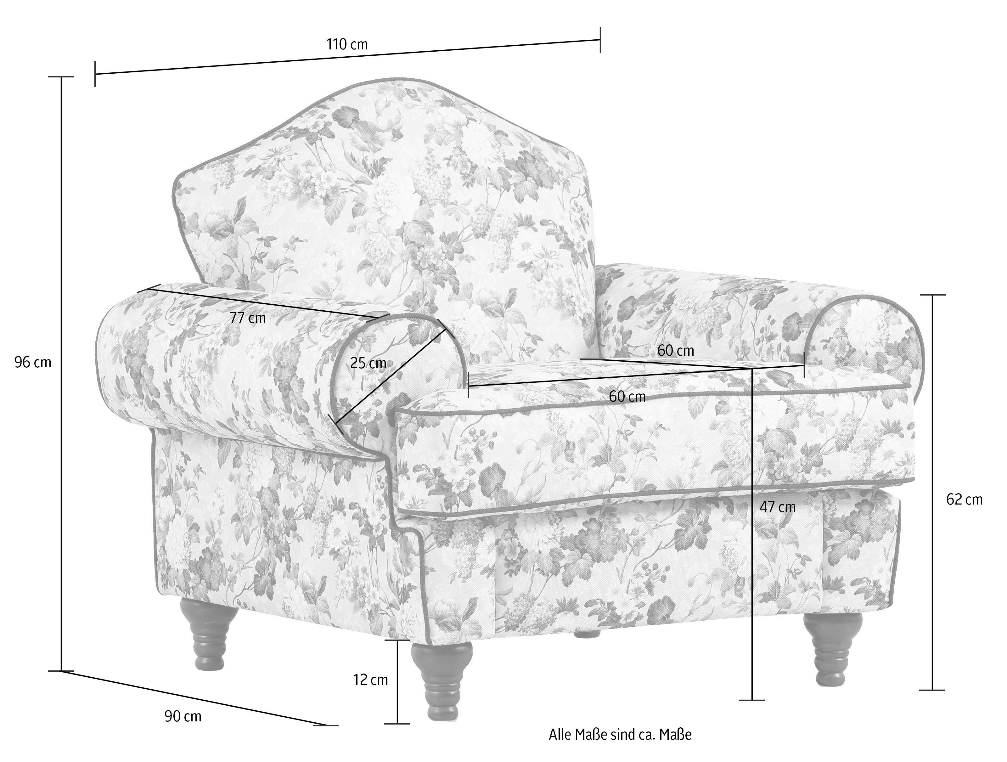 Home affaire Fauteuil LUCIENNE met gedraaide houten poten
