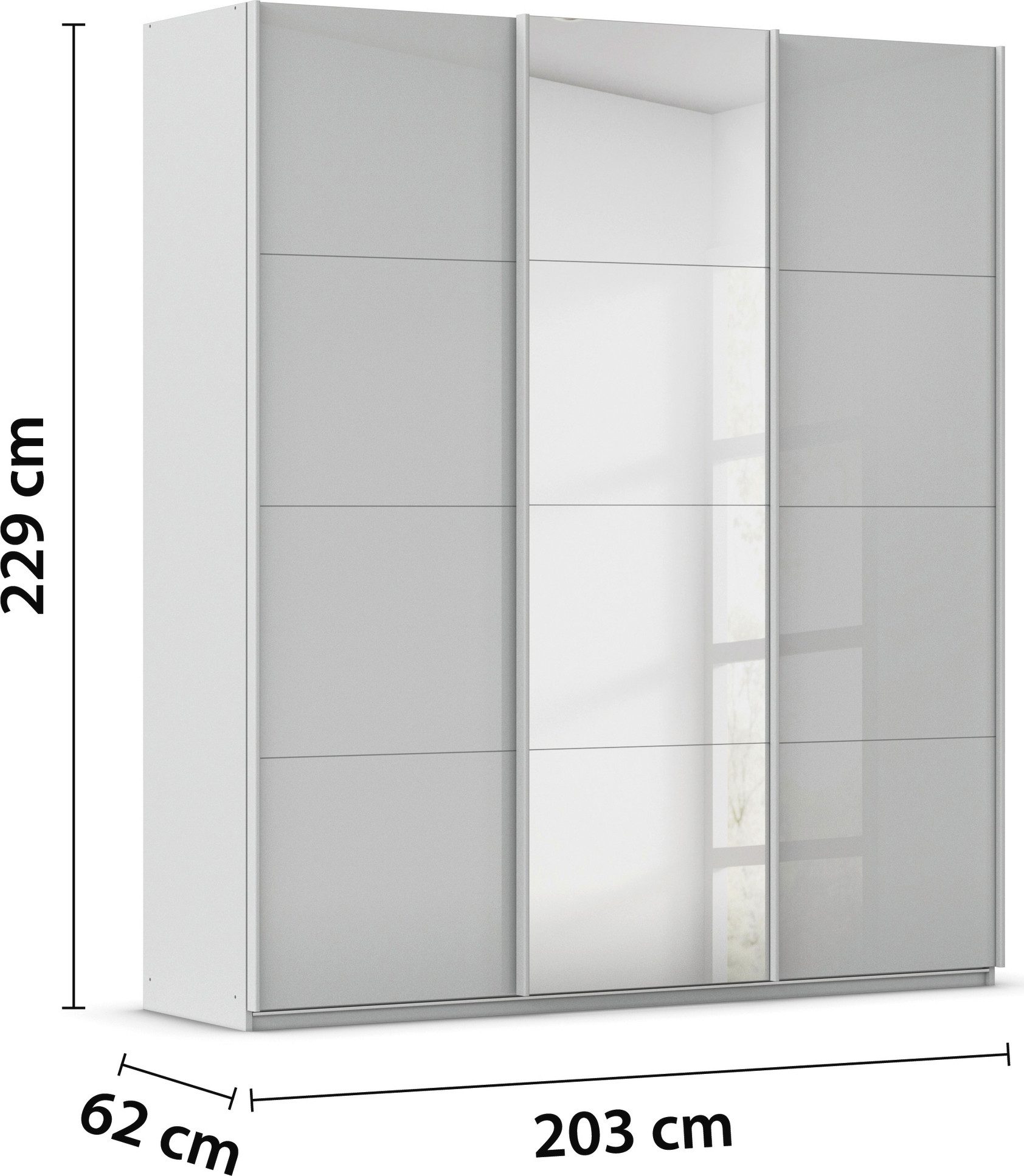 rauch Schuifdeurkast Kledingkasten kast garderobe AGORDO met glazen front doordachte binnenuitrusting, in 4 breedtes en 2 hoogtes made in germany